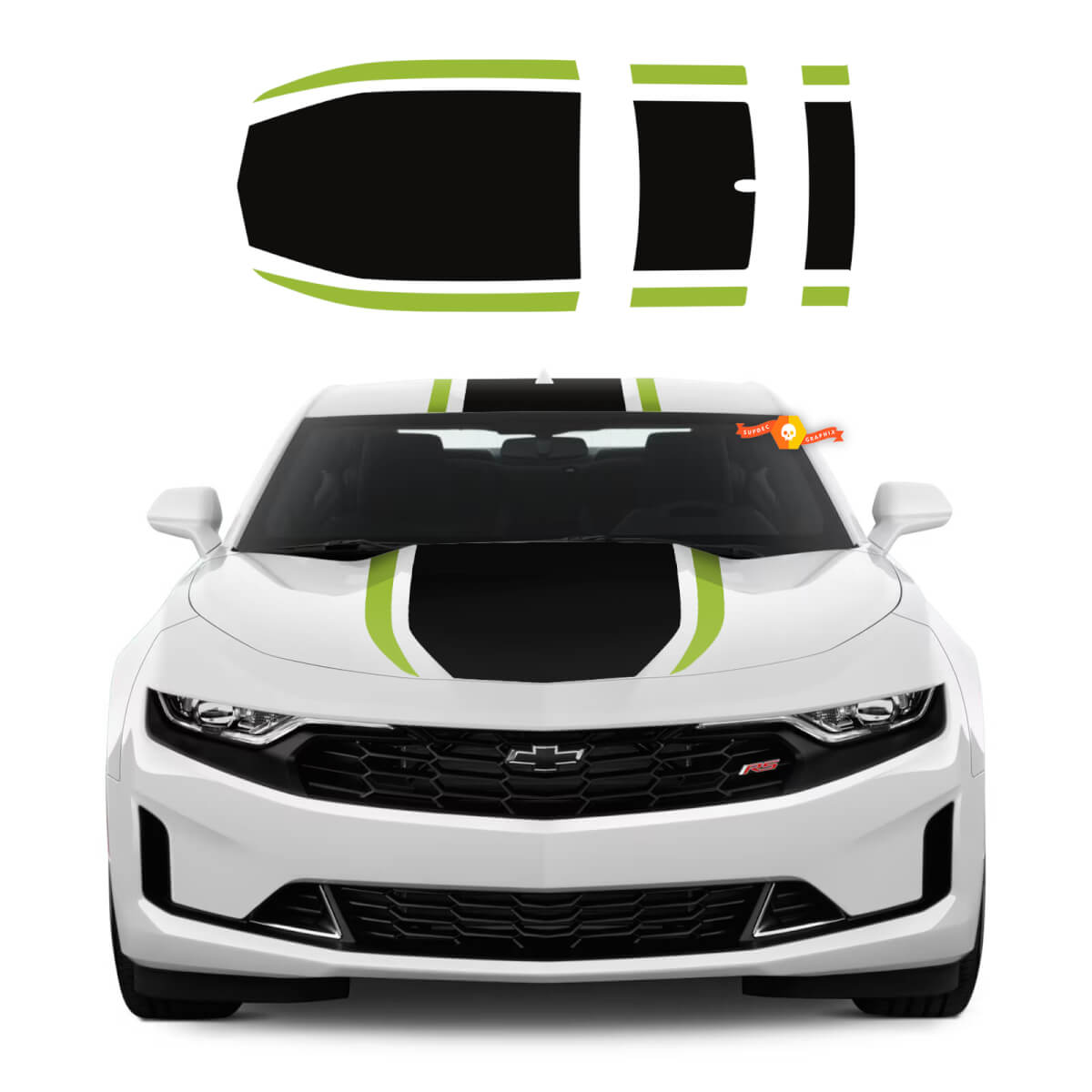 Kit para Chevy Camaro 2019 2022 calcomanías de vinilo capó central techo Racing Rally Racing rayas calcomanías pegatinas 2 colores
