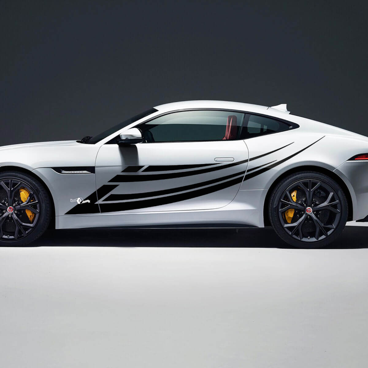 2 pegatinas de vinilo para puertas laterales con gráficos de carreras laterales de Jaguar F-Type R
