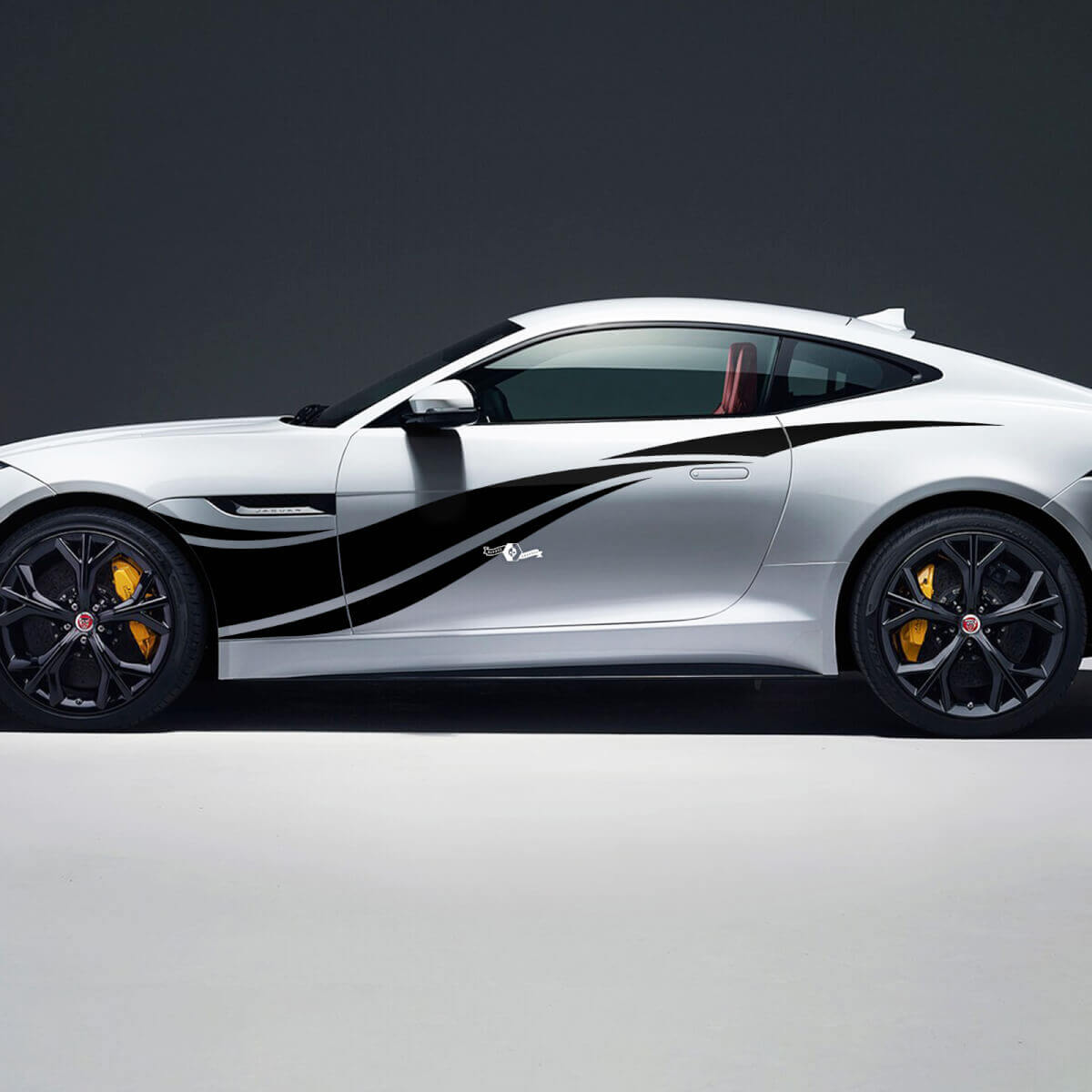 2x Jaguar F-Type R Side Racing Graphics Puertas Side Wave Secal Vinilo Adhesivo
