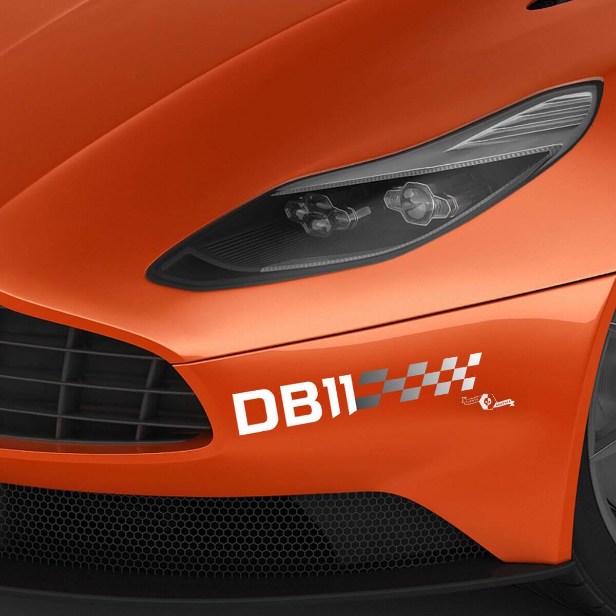 Par de pegatinas de vinilo para parachoques delantero Aston Martin DB11, 2 colores, degradado
