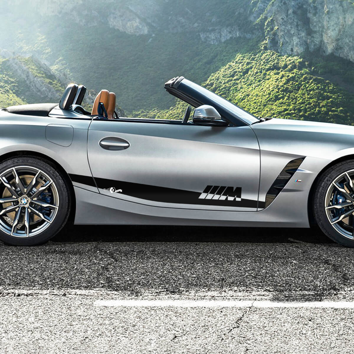 Calcomanía de vinilo con rayas decorativas para puertas laterales con logotipo M BMW Z4
