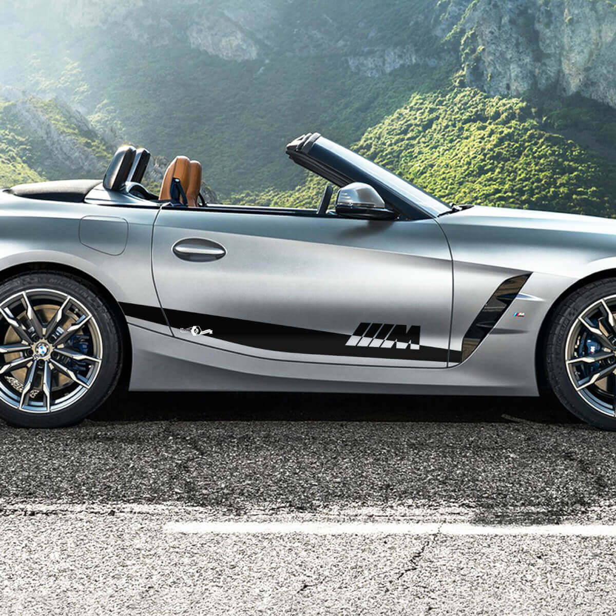 Franjas de acento de la puerta lateral con el logotipo M BMW Z4 Calcomanía de vinilo
