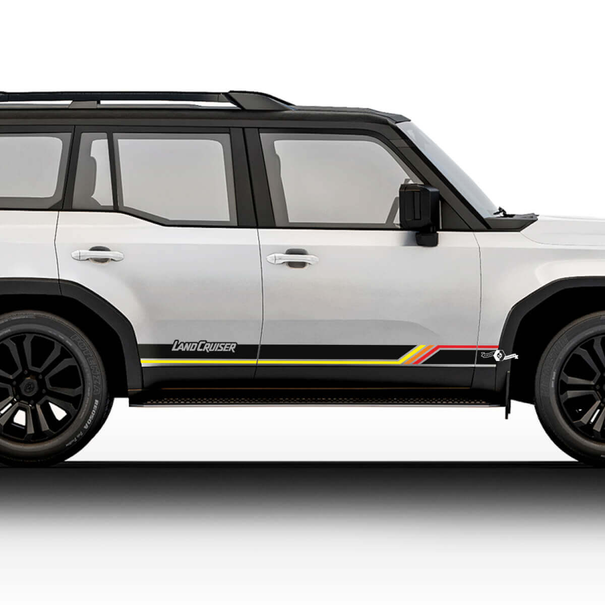 Kit de vinilos adhesivos de franjas laterales estilo vintage para puertas Toyota Land Cruiser 2024