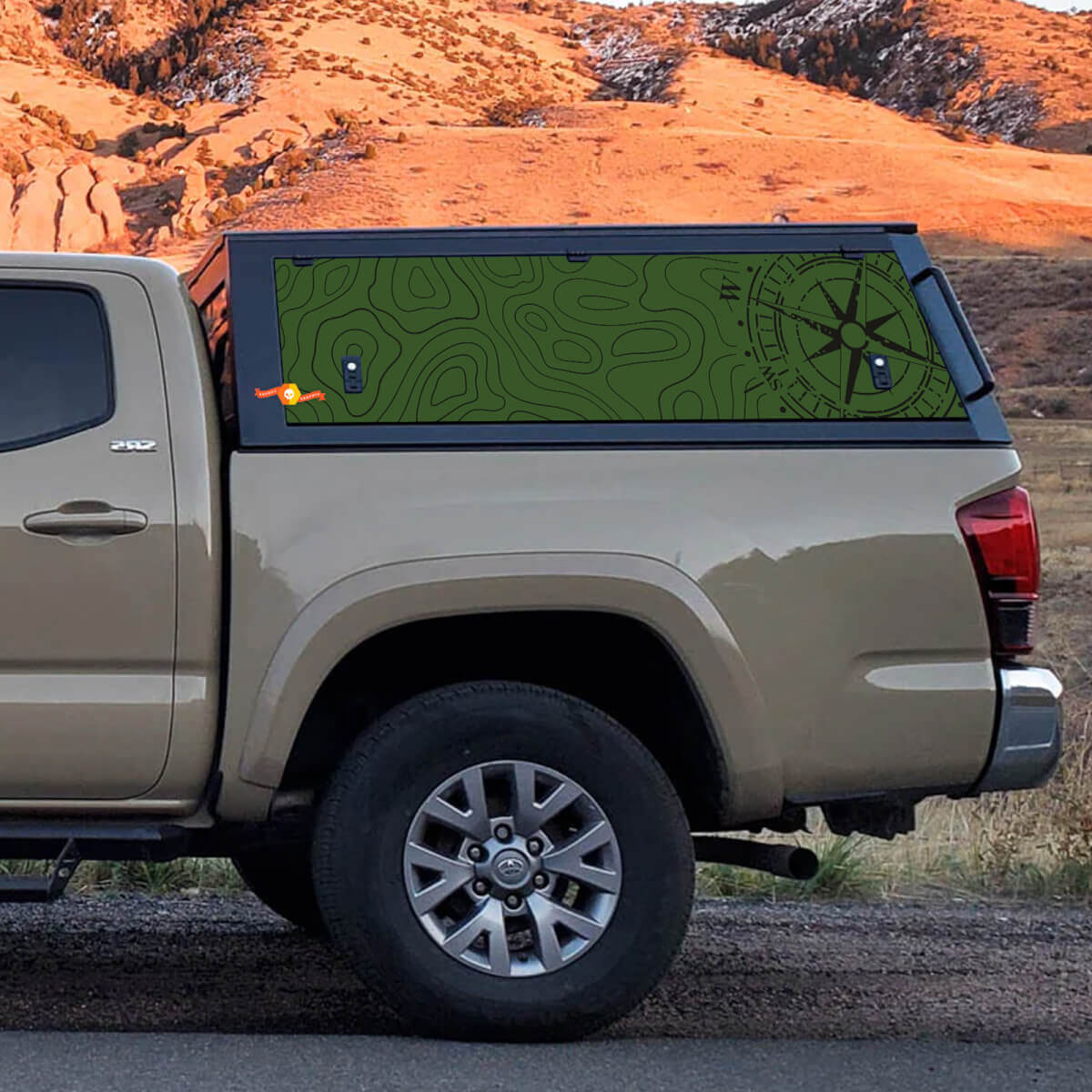 Calcomanía de vinilo de mapa topográfico para pegatinas de gorra de camión Toyota Tacoma - Gráficos todoterreno personalizados
