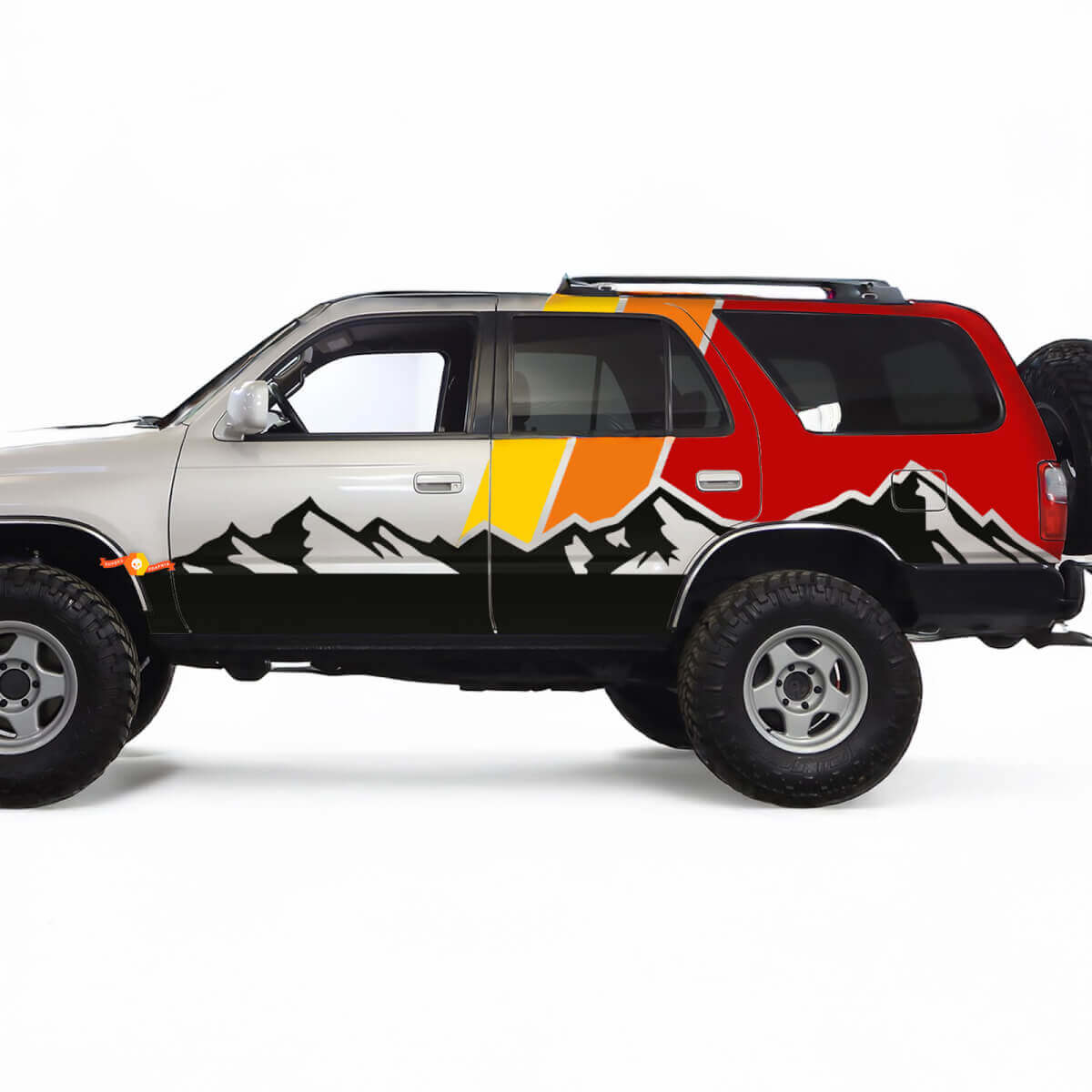 Montañas con pegatinas retro TRD Vintage Stripes - Envoltura de gráficos personalizados para Toyota 4Runner TRD
