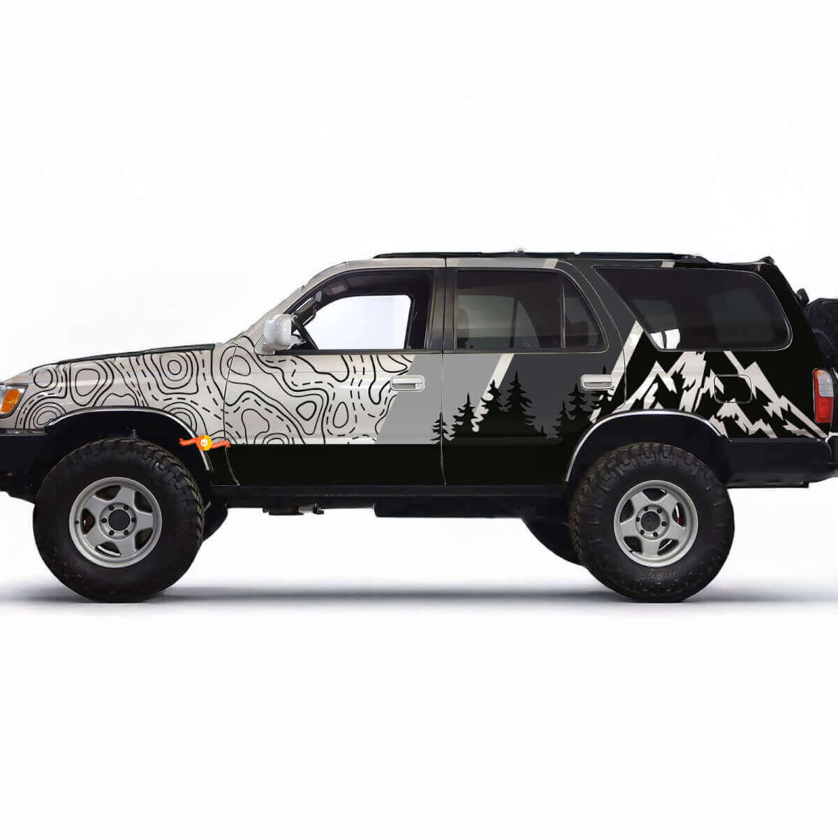 Mapa topográfico de montañas Contorno Retro TRD Rayas Vintage Pegatinas Calcomanías - Gráficos personalizados para envoltura de Toyota 4Runner TRD

