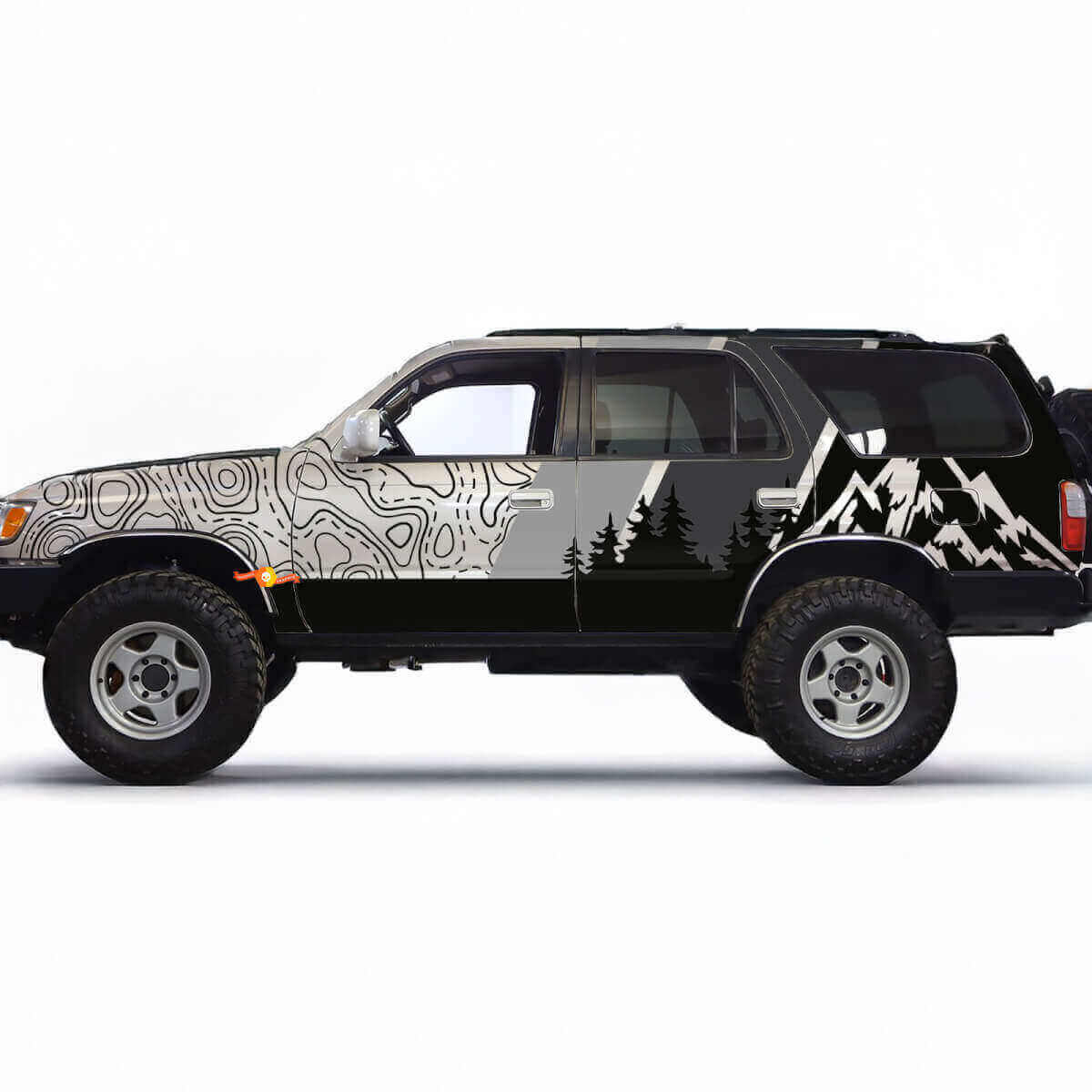 Kit de Calcomanías de Vinilo de Lado de Bosque Montañoso Topográfico para Toyota 4Runner