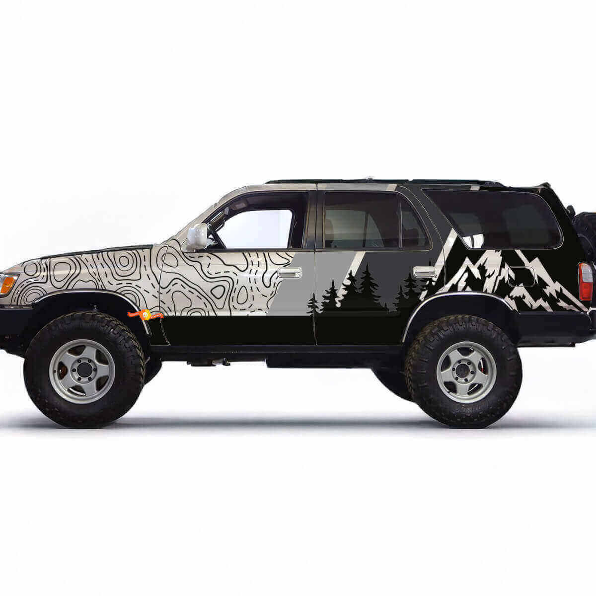 Kit de Calcomanías de Vinilo de Lado de Bosque Montañoso Topográfico para Toyota 4Runner