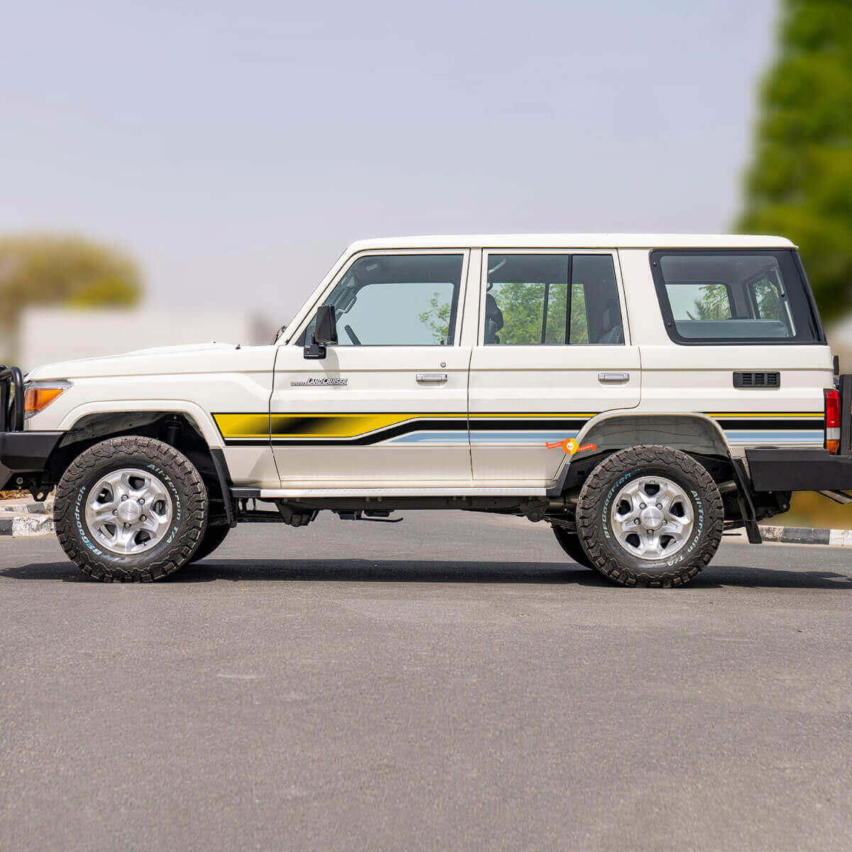 Kit de calcomanías gráficas de franjas laterales retro para Toyota Land Cruiser GRJ76