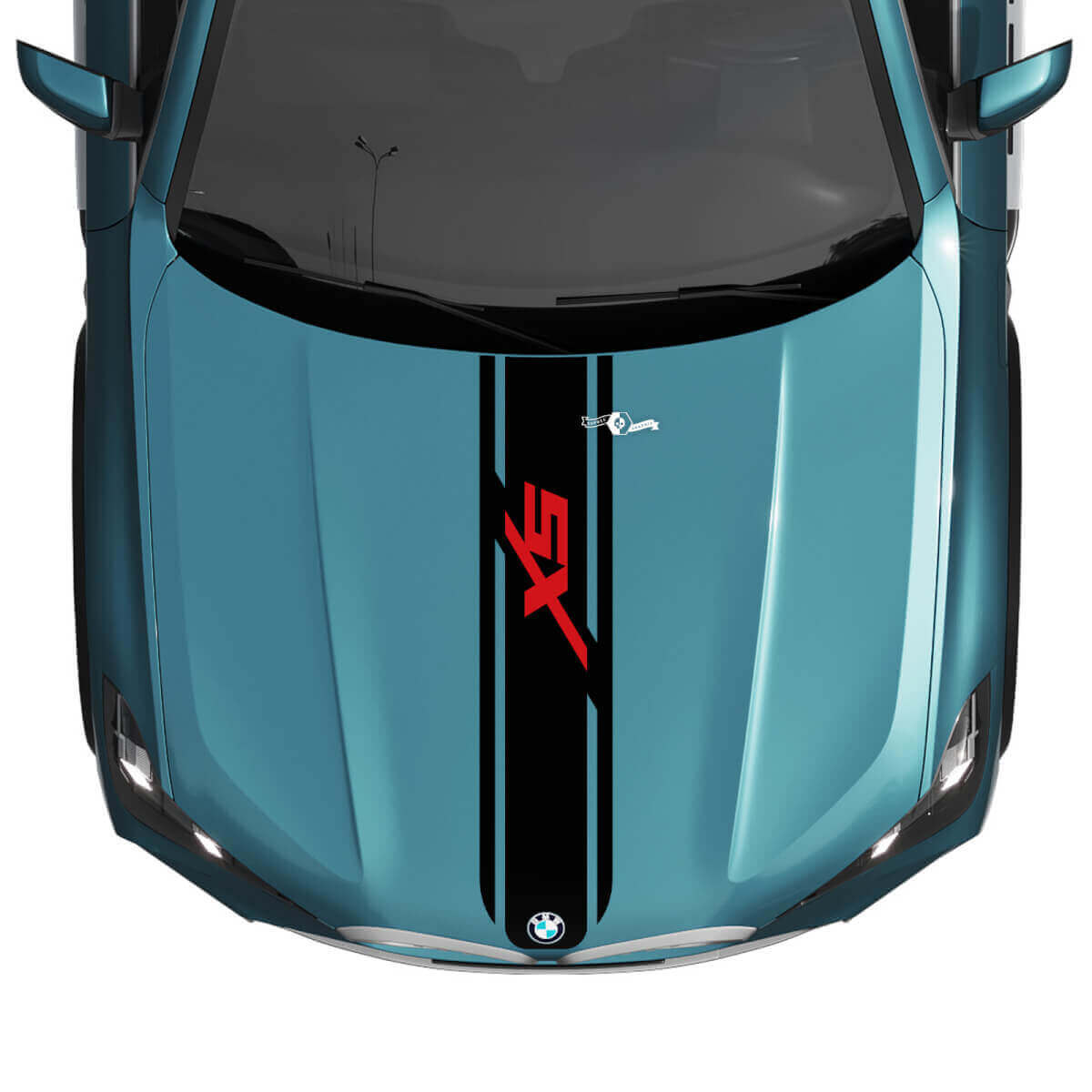 Calcomanía adhesiva de rayas personalizadas para capó BMW X5 G05 - Vinilo 2 colores
