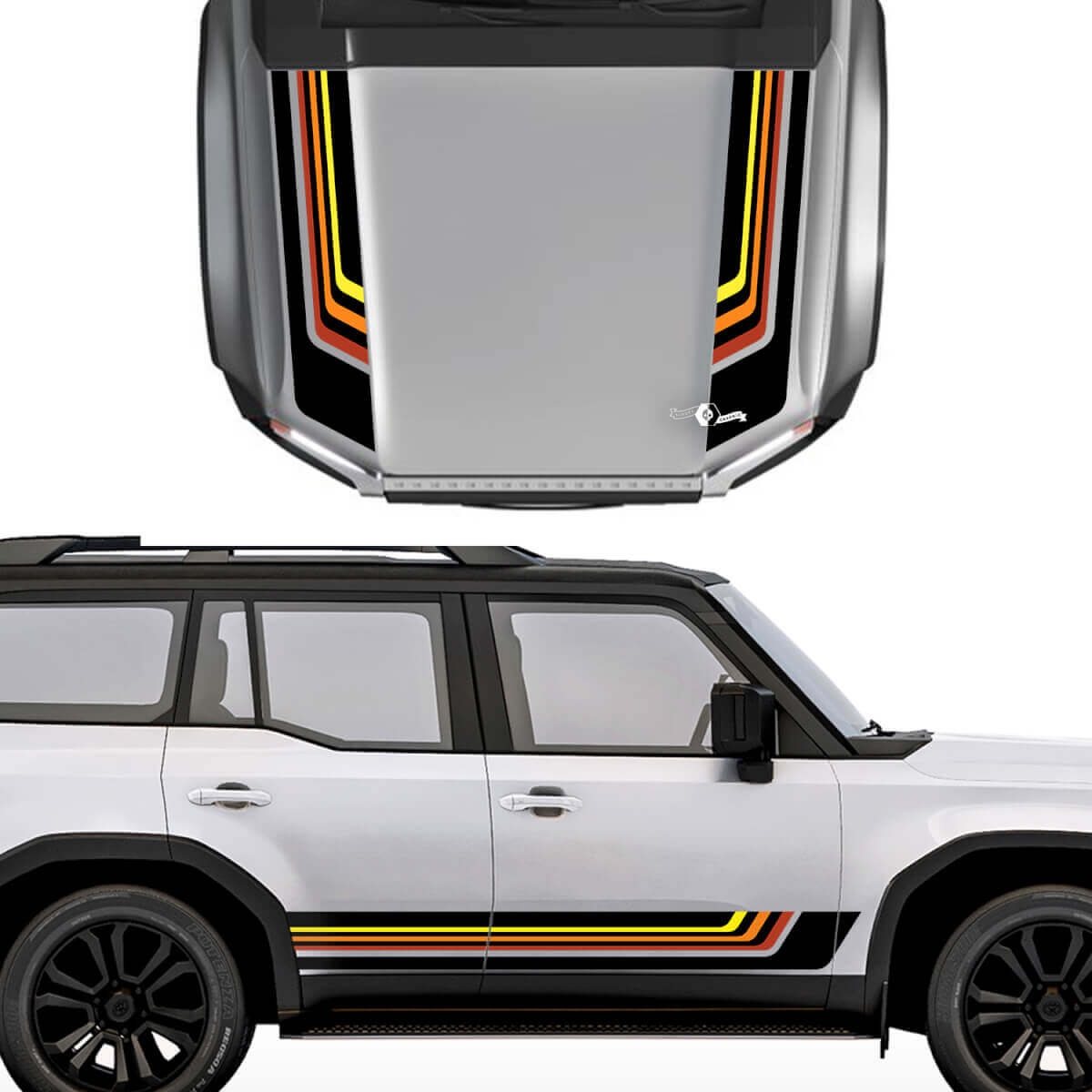 Kit de adhesivos de vinilo retro para capó y franjas laterales para Toyota Land Cruiser 2024