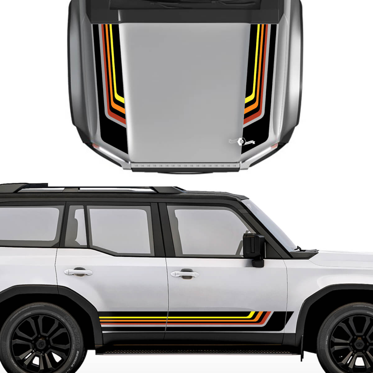 Calcomanías de rayas laterales y capó de Toyota Land Cruiser Prado - Kit gráfico de vinilo
