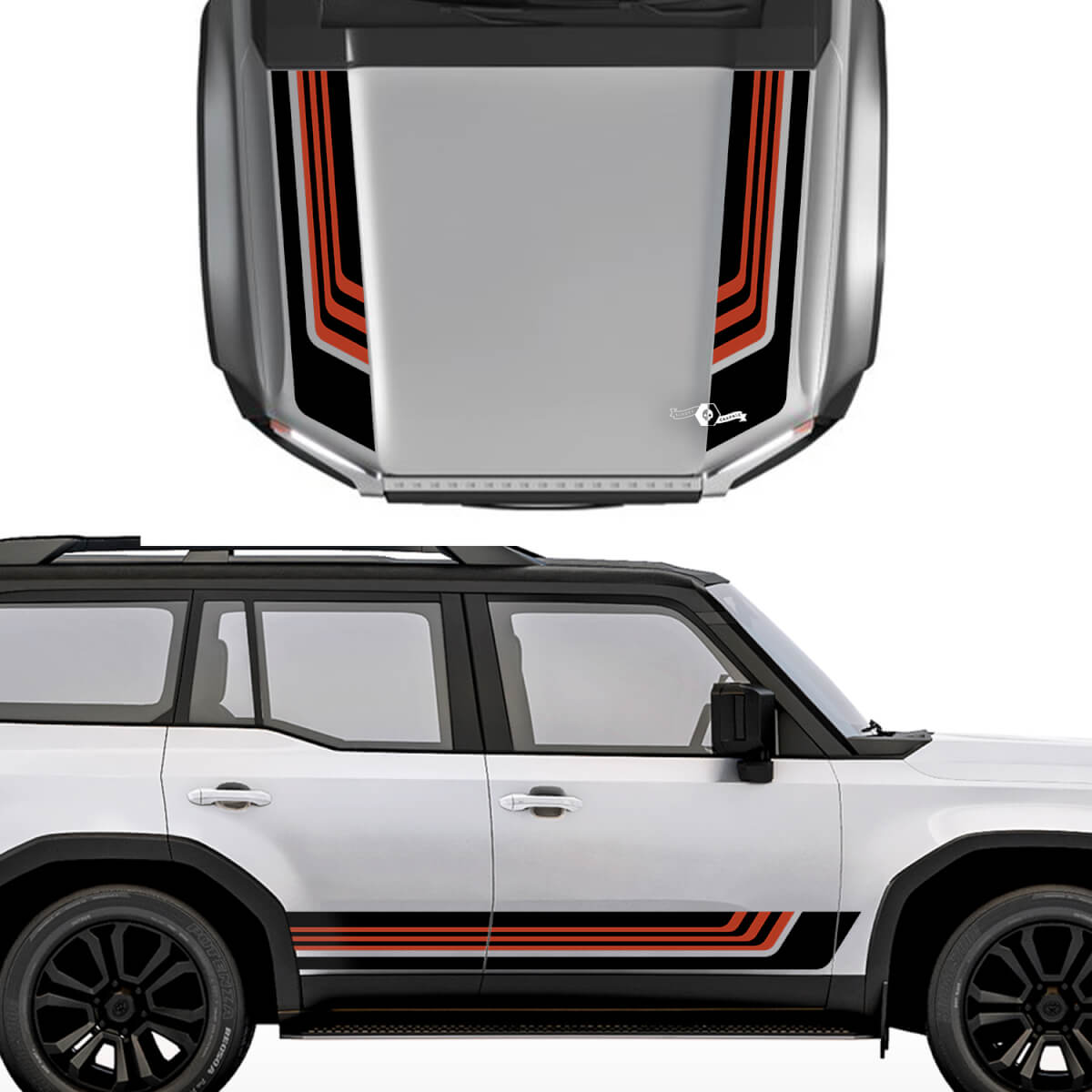 Toyota Land Cruiser Prado Hood and Sides Stripes Vintage Retro Style Calcomanías Pegatina - Vinilo Gráfico Kit 2
