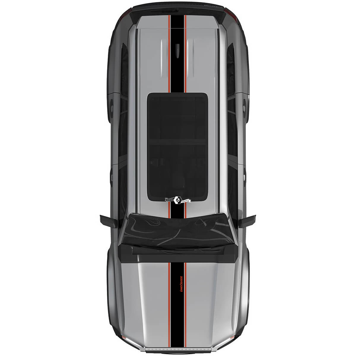 Calcomanías de estilo deportivo con rayas laterales y capó de Toyota Land Cruiser Prado, kit gráfico de vinilo 2
