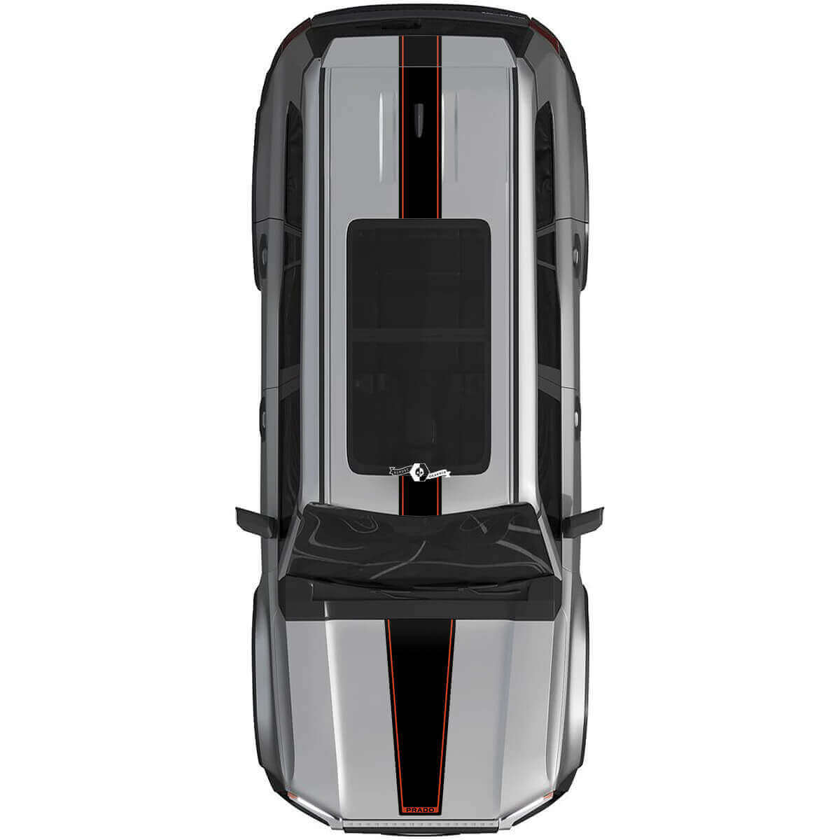 Calcomanías en vinilo de franjas de capó y techo kit gráfico para Toyota Land Cruiser Prado