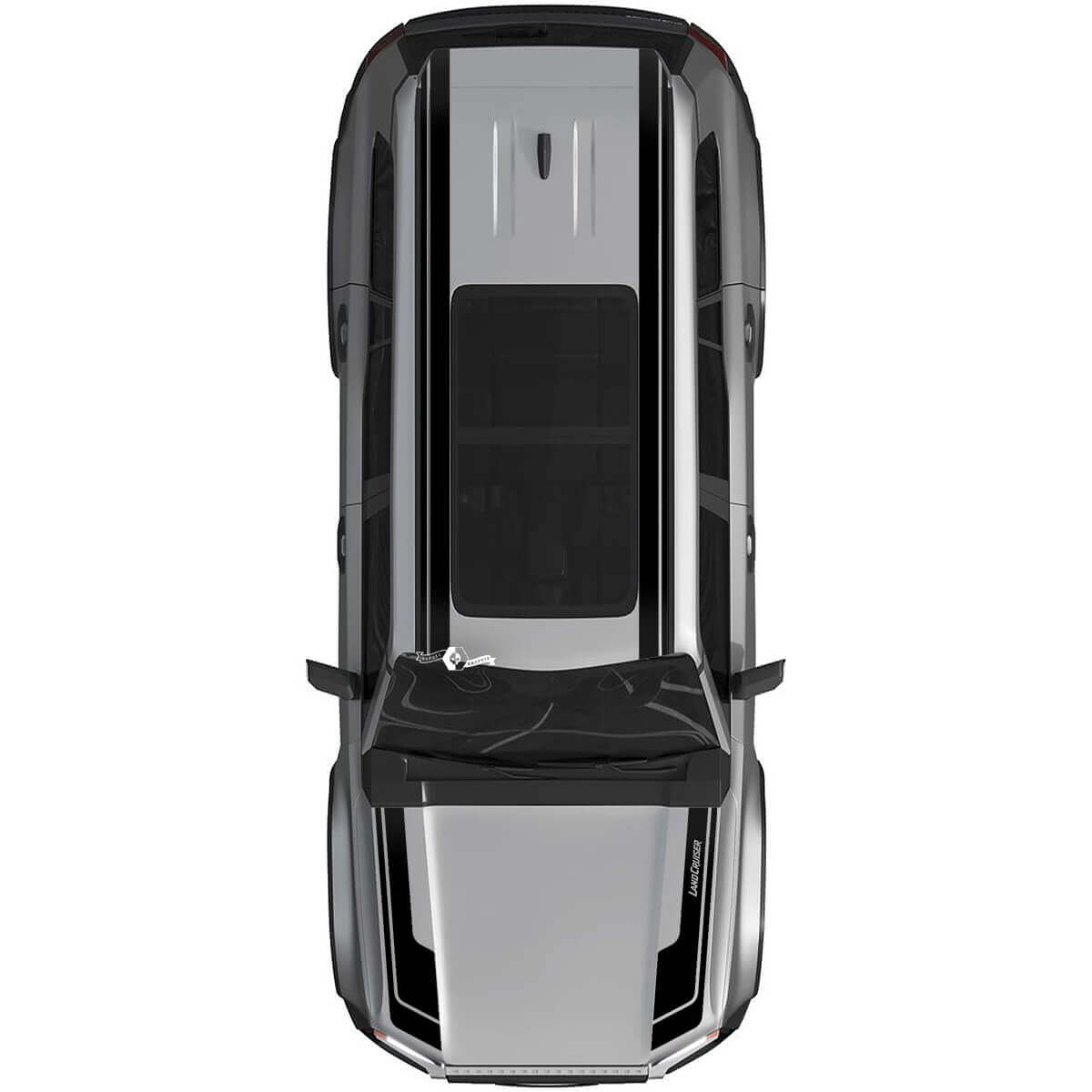 Toyota Land Cruiser Prado Hood y Techo Calcomanías de Rally de Doble Raya - Kit Gráfico de Vinilo 2
