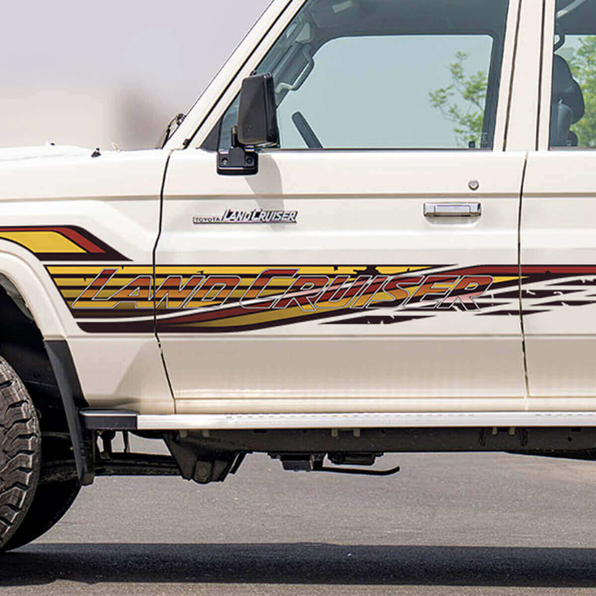Kit de calcomanías con letras retro, franjas clásicas laterales para Toyota Land Cruiser