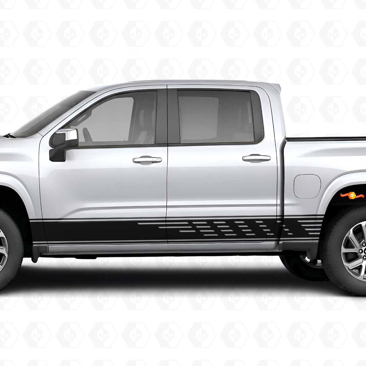 Franjas de vinilo escalonadas para puertas y paneles laterales para Chevrolet Silverado 1500 Próxima Generación 2027