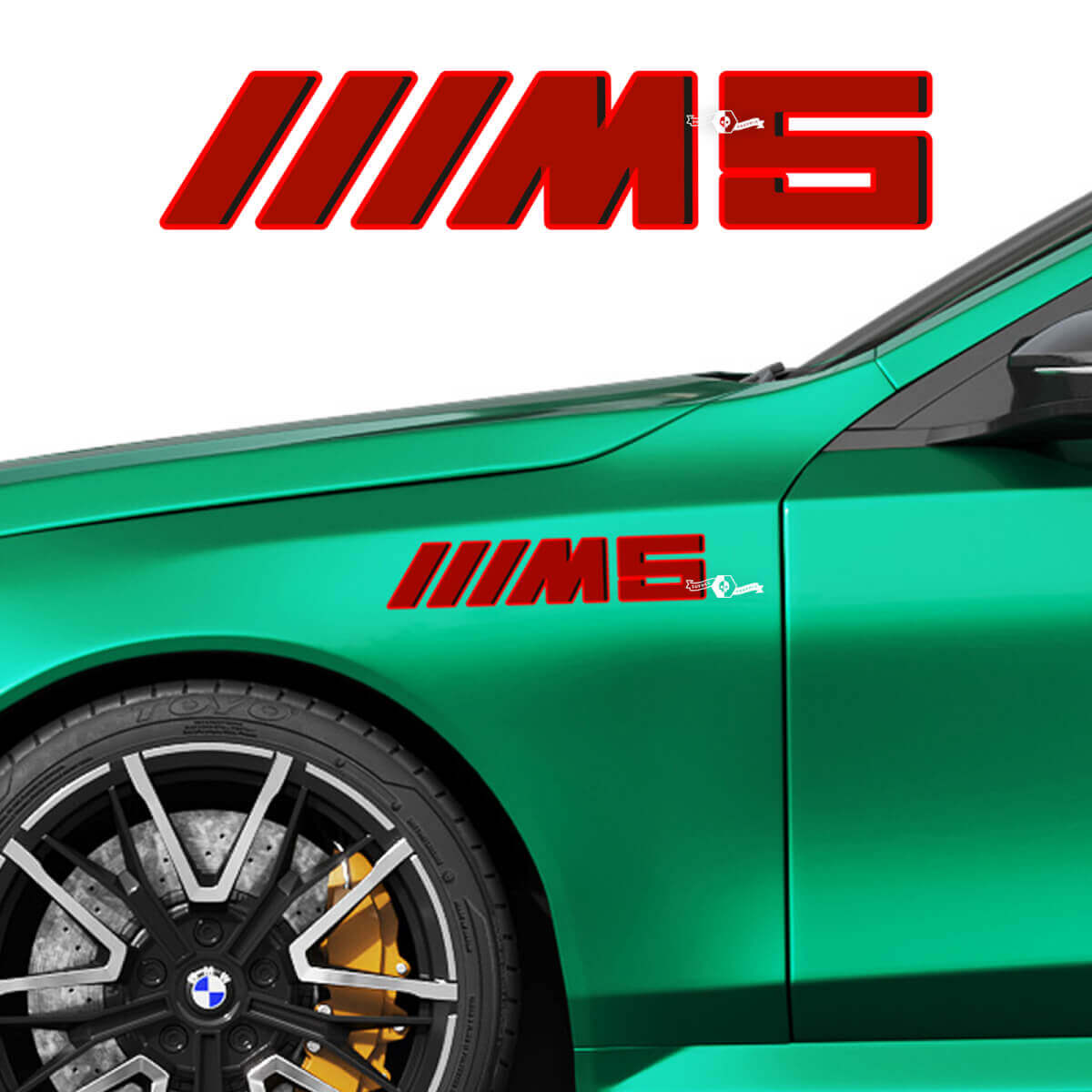 Juego de calcomanías Racing con el logo M en 3 colores para BMW Serie 5 G60 M5 G90
