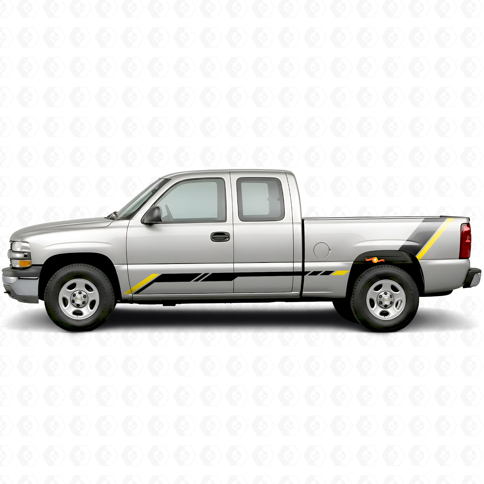 Vinilos de franjas elevadas para puerta y cabecera para Chevrolet Silverado 1500 GMT800 1999-2007