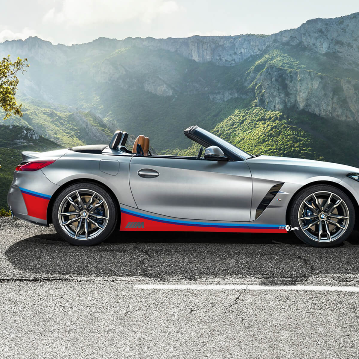 Calcomanía de vinilo con rayas M y panel basculante con detalles laterales compatible con BMW Z4

