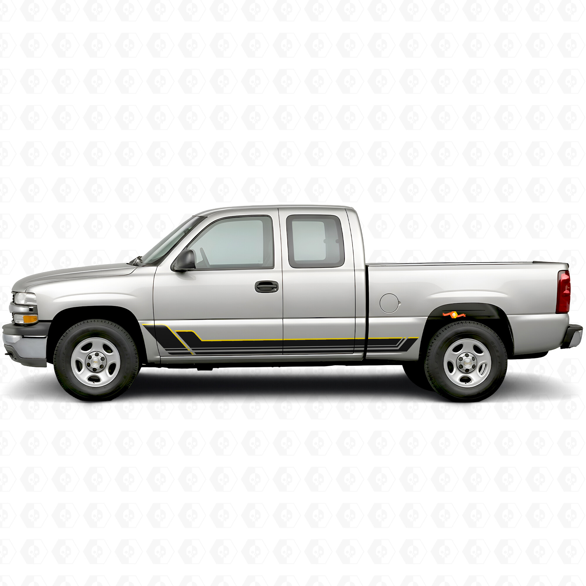 Tiras de vinilo angulares para contorno de puertas y paneles laterales para Chevrolet Silverado 1500 GMT800 1999-2007