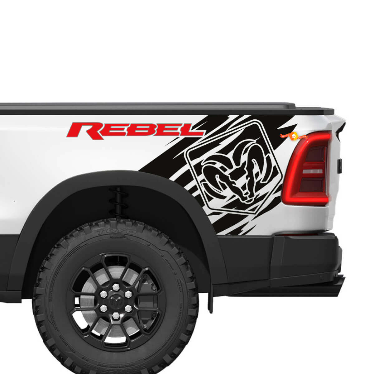 Kit de Vinilo para Lado Trasero con Logo Rebel Grunge para Dodge Ram