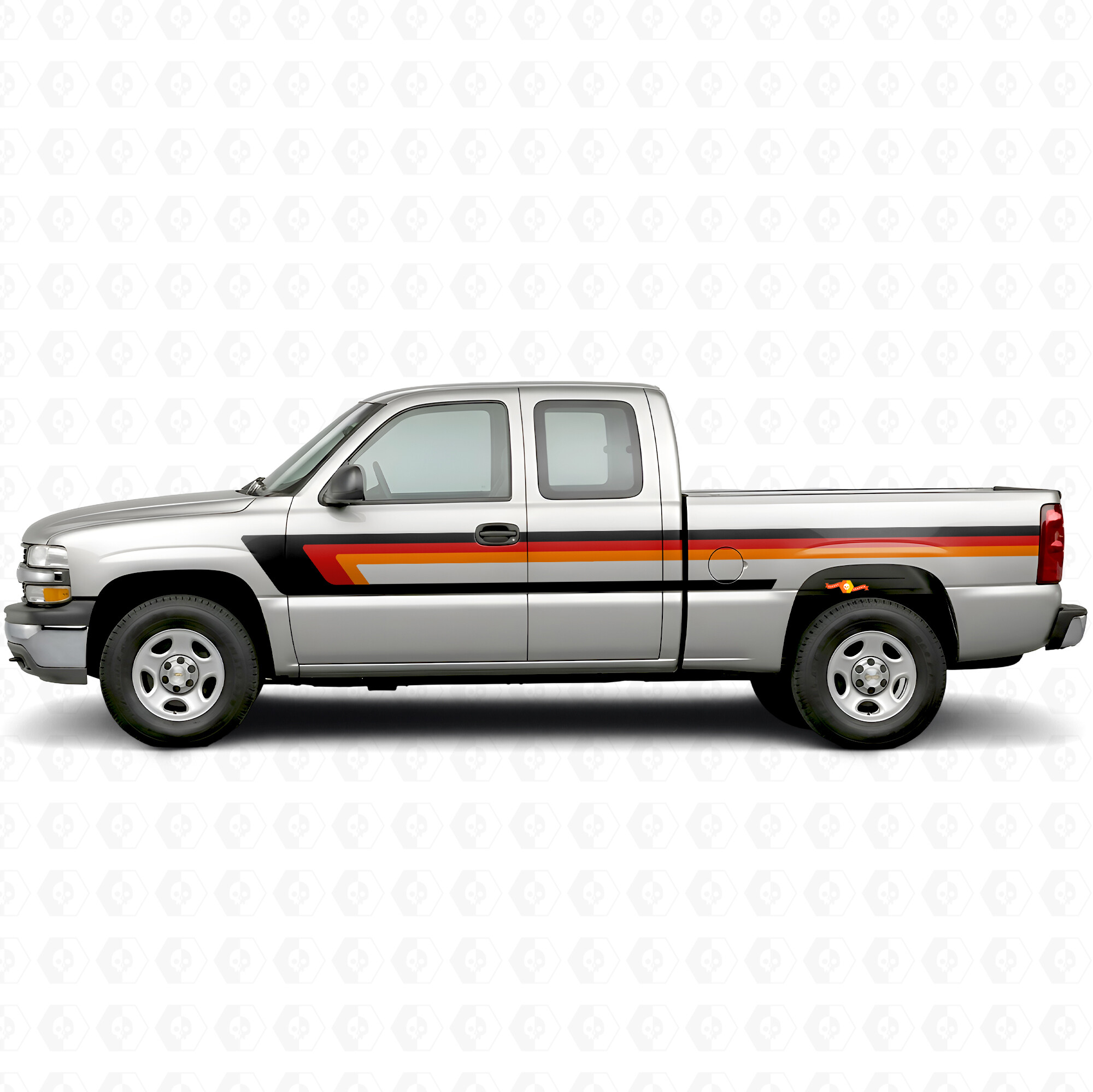 Rayas de vinilo retro para línea superior de puertas y laterales de caja para Chevrolet Silverado 1500 GMT800 1999-2007