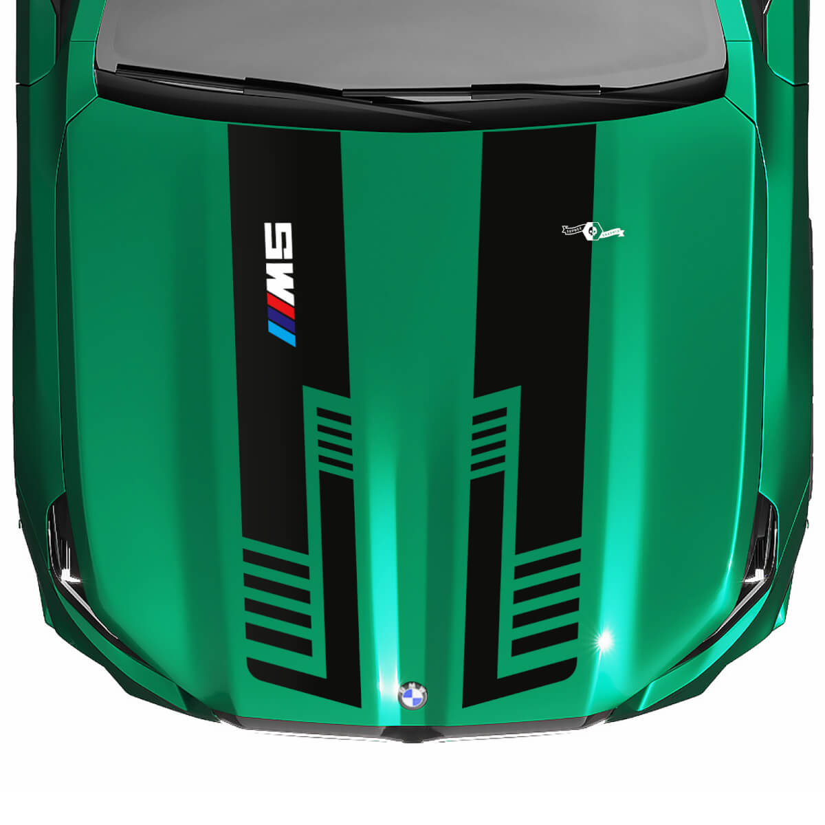 Calcomanía para capó con apariencia estroboscópica o bandera a cuadros de Stripes Racing para BMW Serie 5 G60 M5 G90
