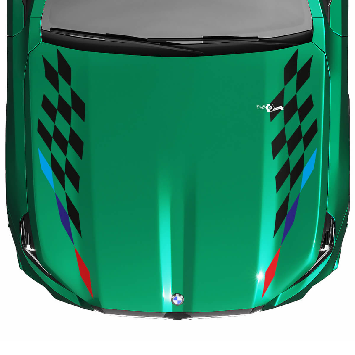 Calcomanía de capó con bandera a cuadros Stripes Racing M colores para BMW Serie 5 G60 M5 G90
