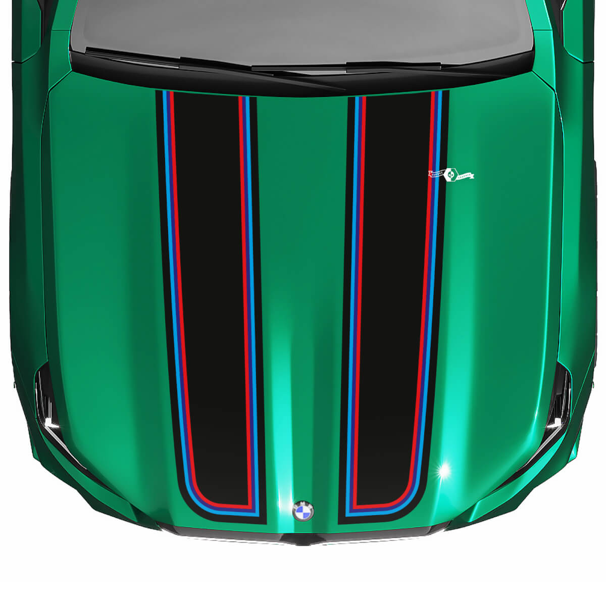 Calcomanía de capó con bandera a cuadros Stripes Racing M colores para BMW Serie 5 G60 M5 G90
