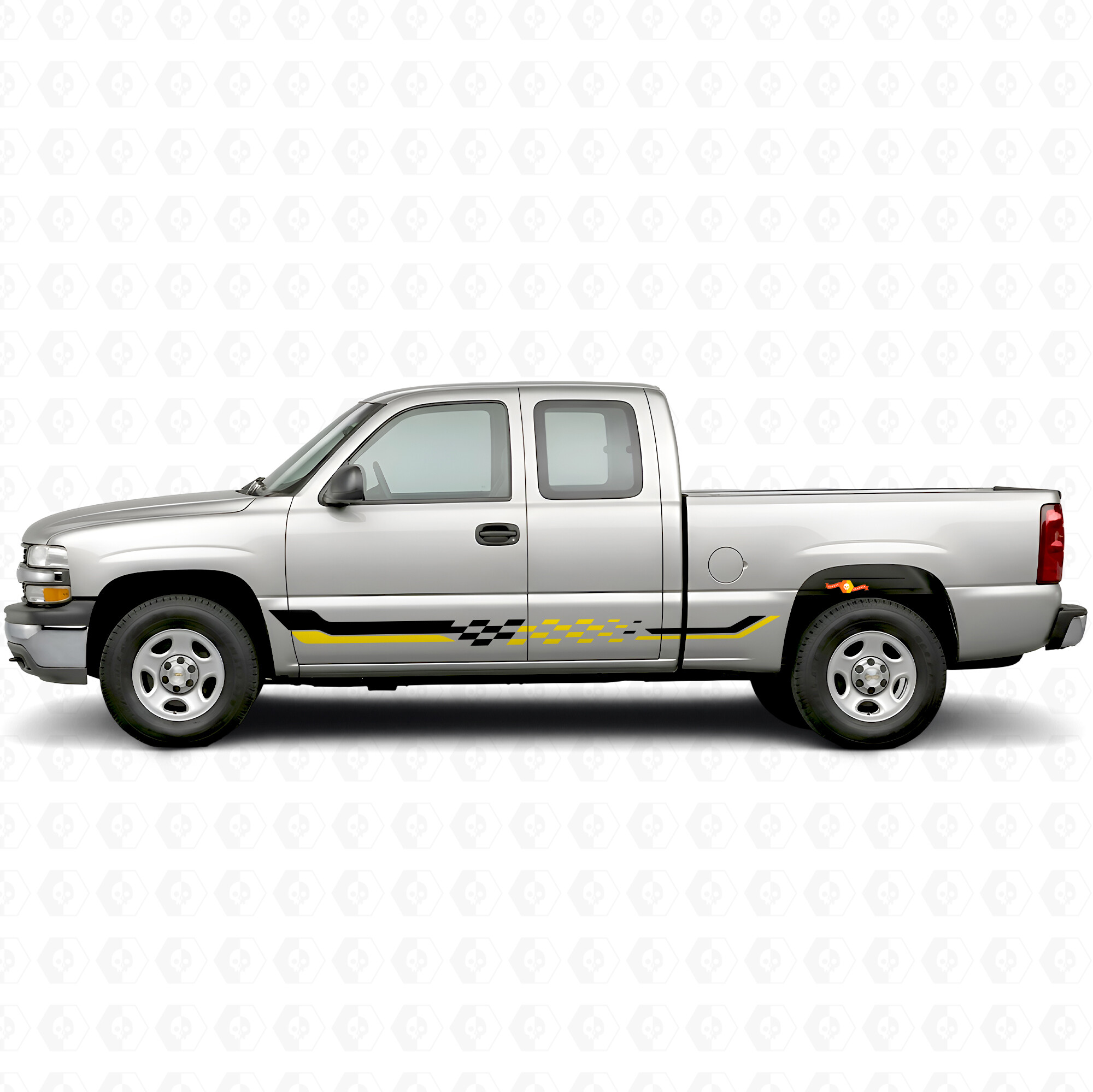 Vinilos a rayas a cuadros para puerta y panel de estribo para Chevrolet Silverado 1500 GMT800 1999-2007