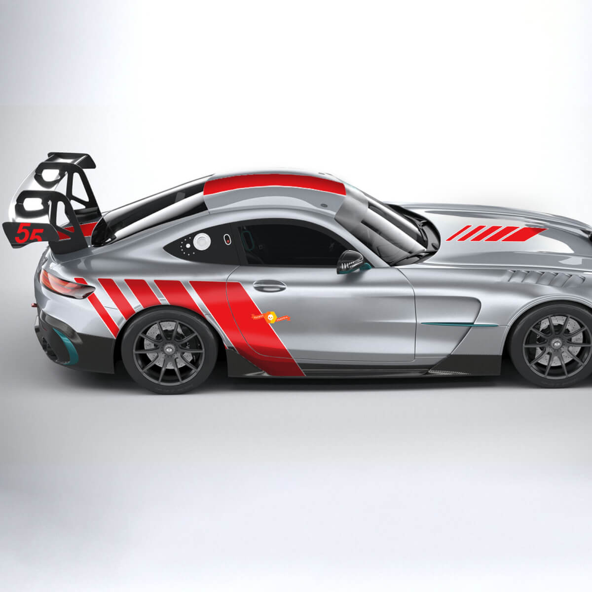 Calcomanía adhesiva de vinilo con franjas deportivas para el lateral, capó, techo y parabrisas para Mercedes-Benz AMG GT