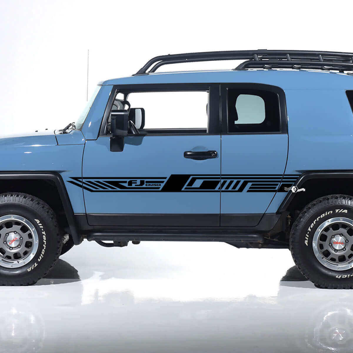 Pegatina adhesiva de vinilo con franjas geométricas y logotipo FJ para la puerta lateral del Toyota FJ Cruiser
