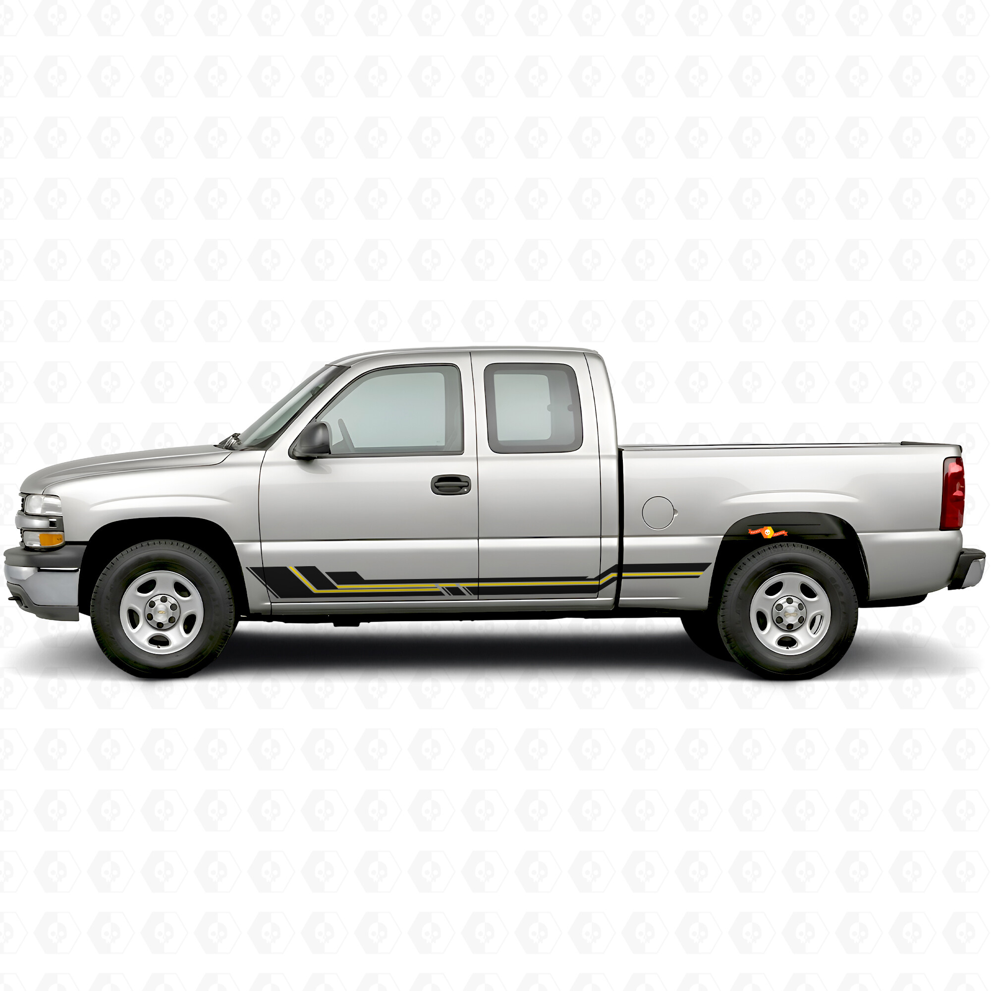 Vinilos paralelos de acento para puerta y panel de faldón lateral para Chevrolet Silverado 1500 GMT800 1999-2007