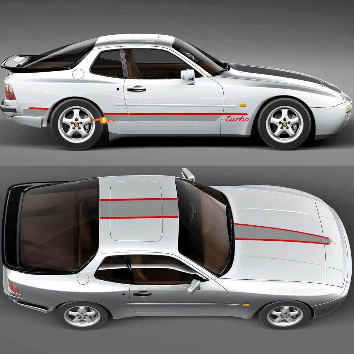 Porsche 944 Turbo Stripes Side Hood Roof Kit - Gráficos de calcomanías de vinilo personalizados
