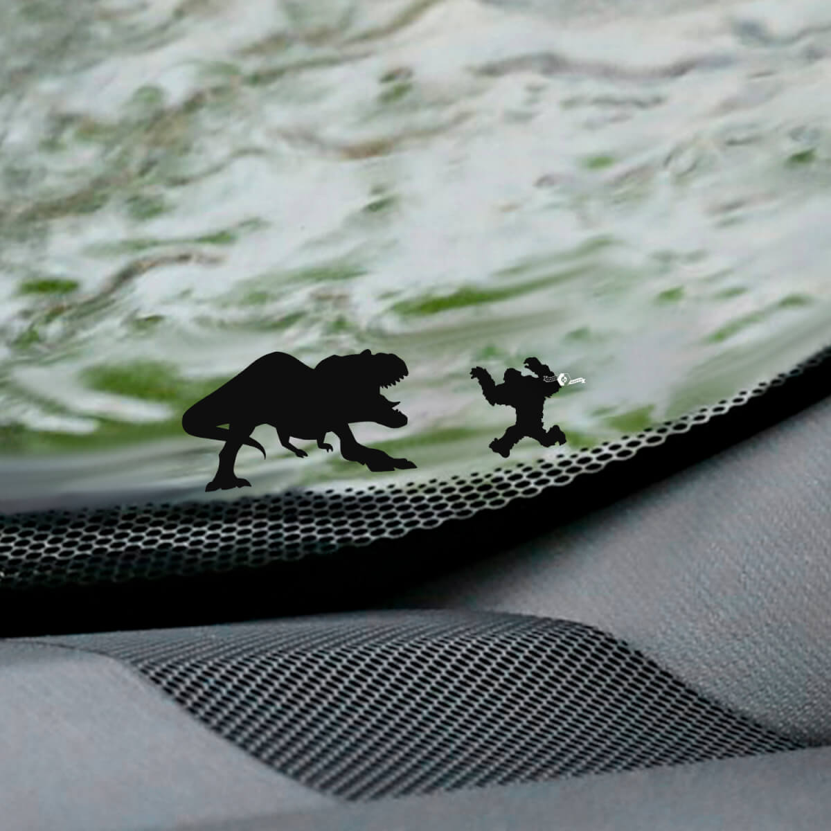 Calcomanía de esquina de huevo de Pascua para parabrisas T-Rex y Yeti Bigfoot - Gráfico de vinilo personalizado

