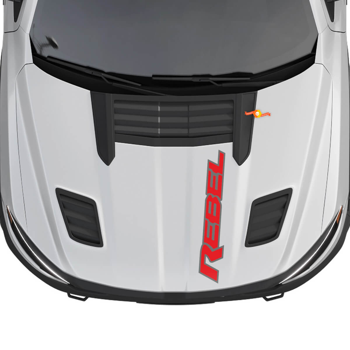 Dodge Ram 1500 Rebel Hood Logo Vinilo Calcomanía Etiqueta Gráfica 2 Colores
