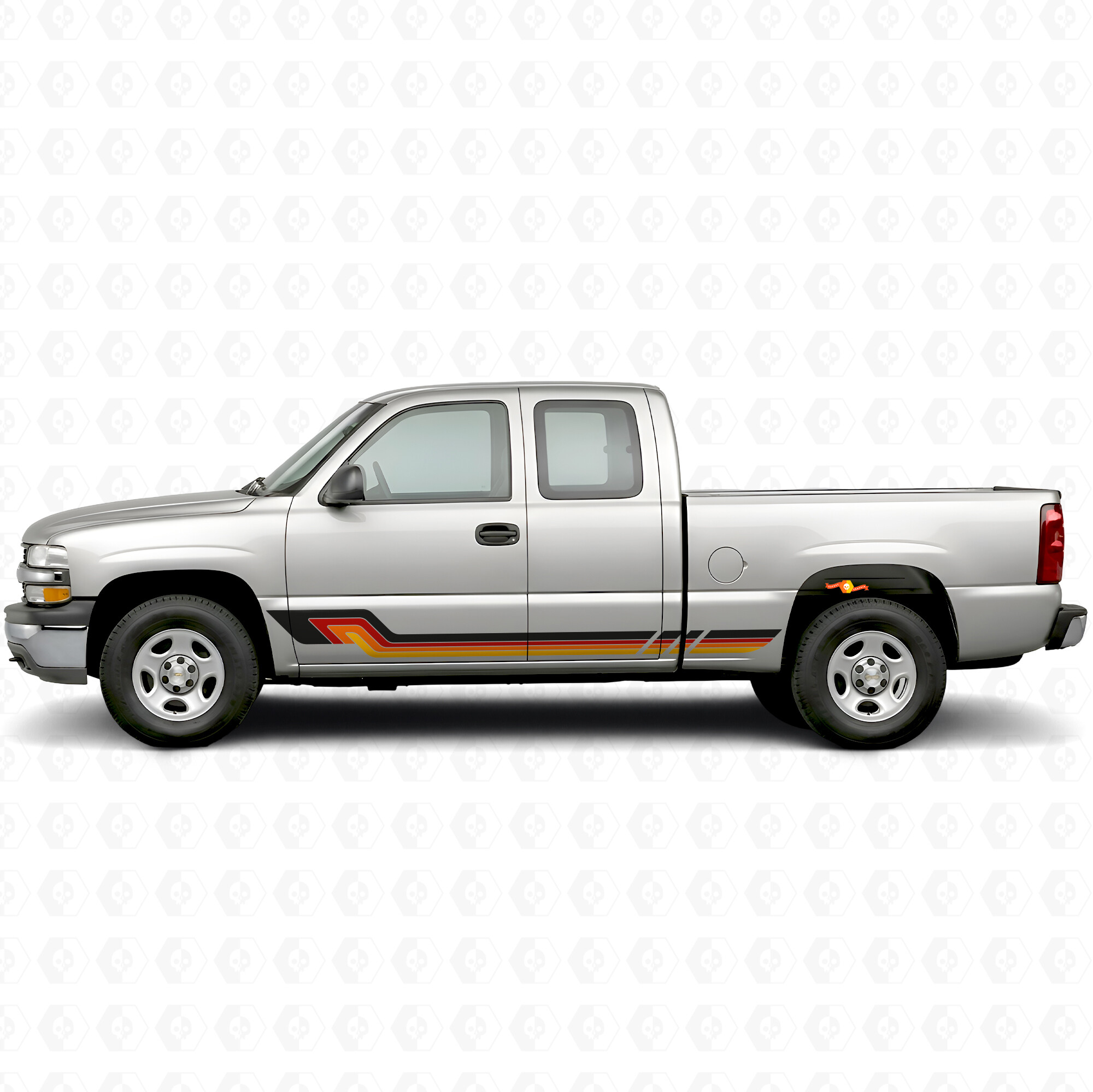Tiras de vinilo retro paralelas para puerta y panel de estribo para Chevrolet Silverado 1500 GMT800 1999-2007