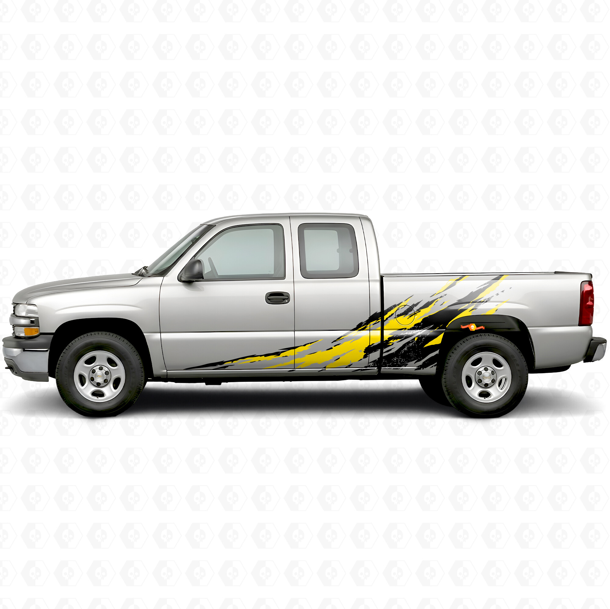 Tiras de vinilo con diseño desgastado para puerta de salpicaduras y lateral de caja para Chevrolet Silverado 1500 GMT800 1999-2007