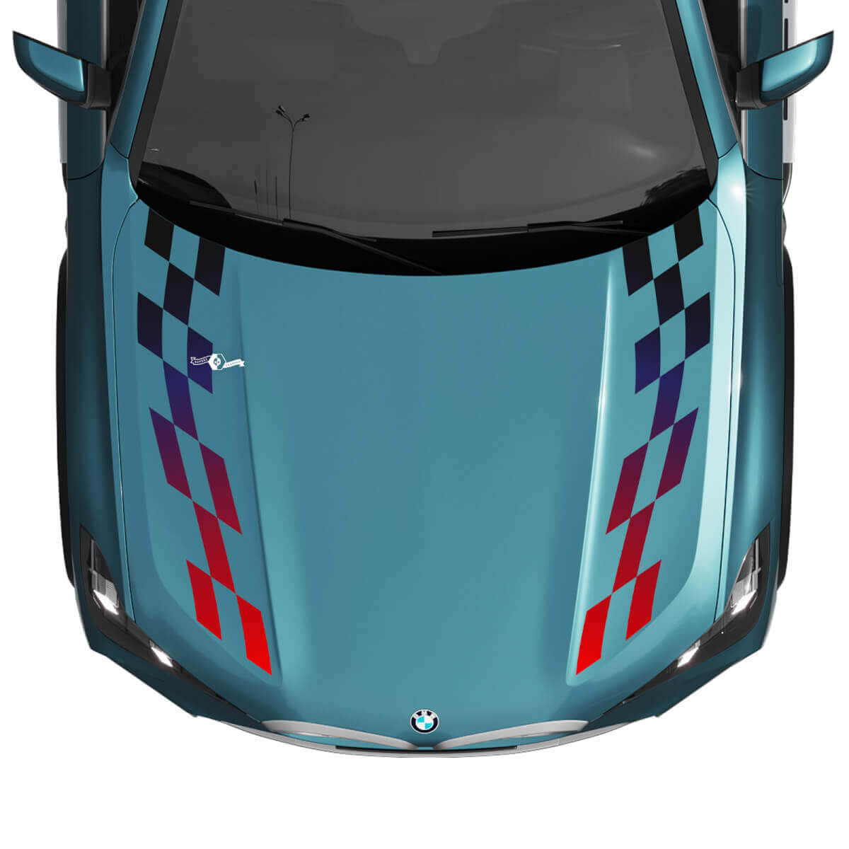 Calcomanía de rayas degradadas a cuadros para capó BMW X5 G05 - Vinilo M Performance

