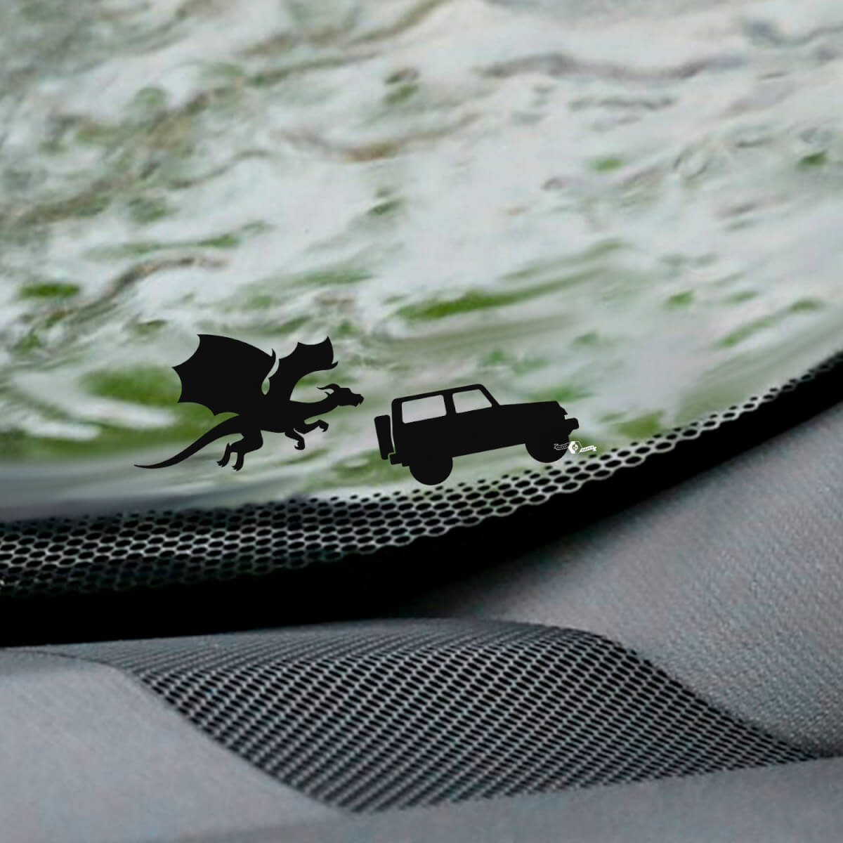 Calcomanía de esquina de huevo de Pascua para parabrisas de Dragon Jeep Wrangler - Gráfico de vinilo personalizado
