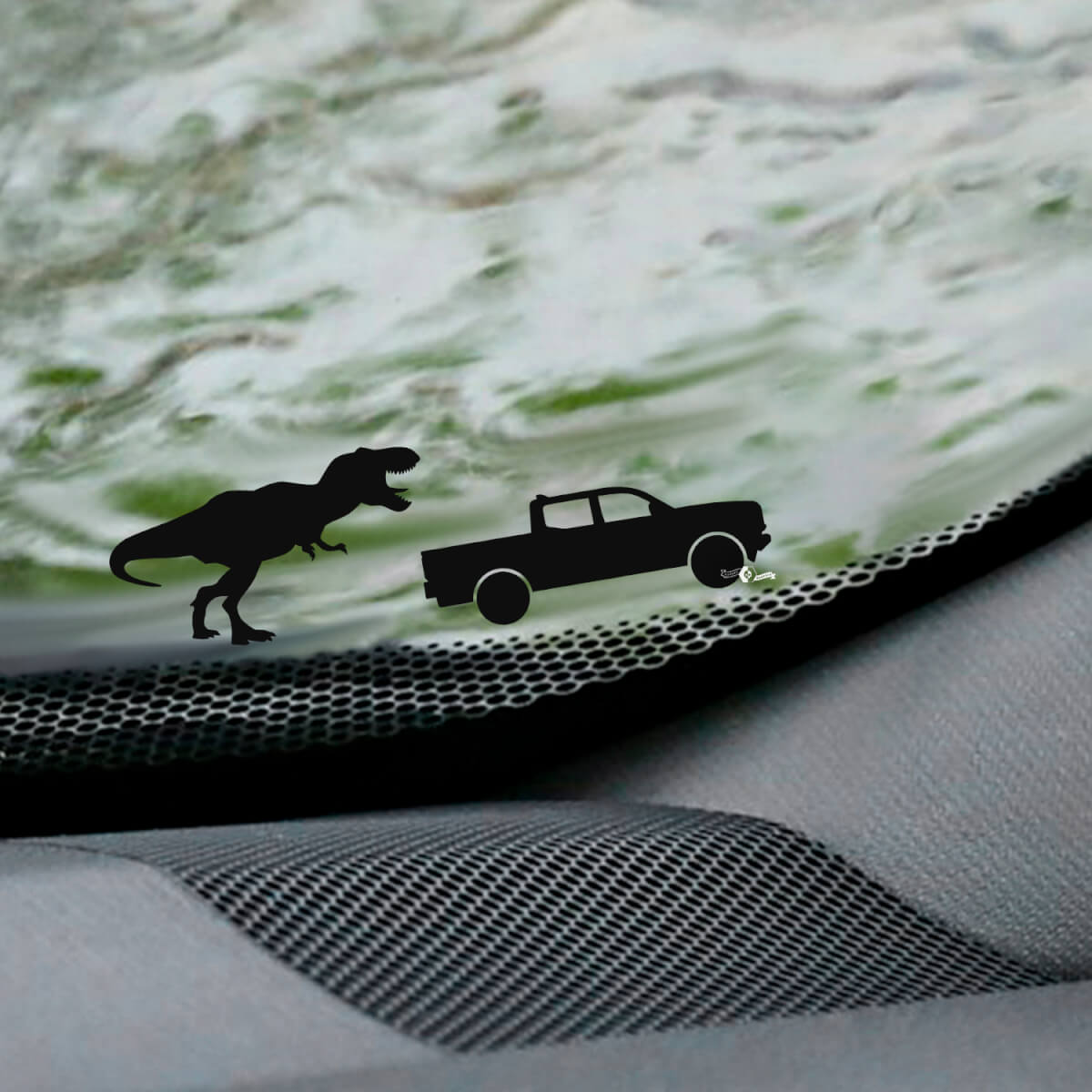 Calcomanía de esquina de huevo de Pascua para parabrisas Toyota Tacoma de T-Rex - Gráfico de vinilo personalizado
