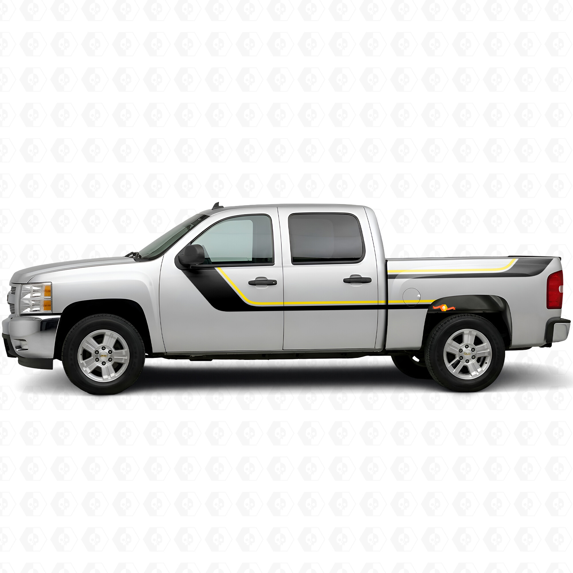 Vinilos decorativos superiores curvos para puerta y laterales de caja para Chevrolet Silverado 1500 GMT900 2007-2013