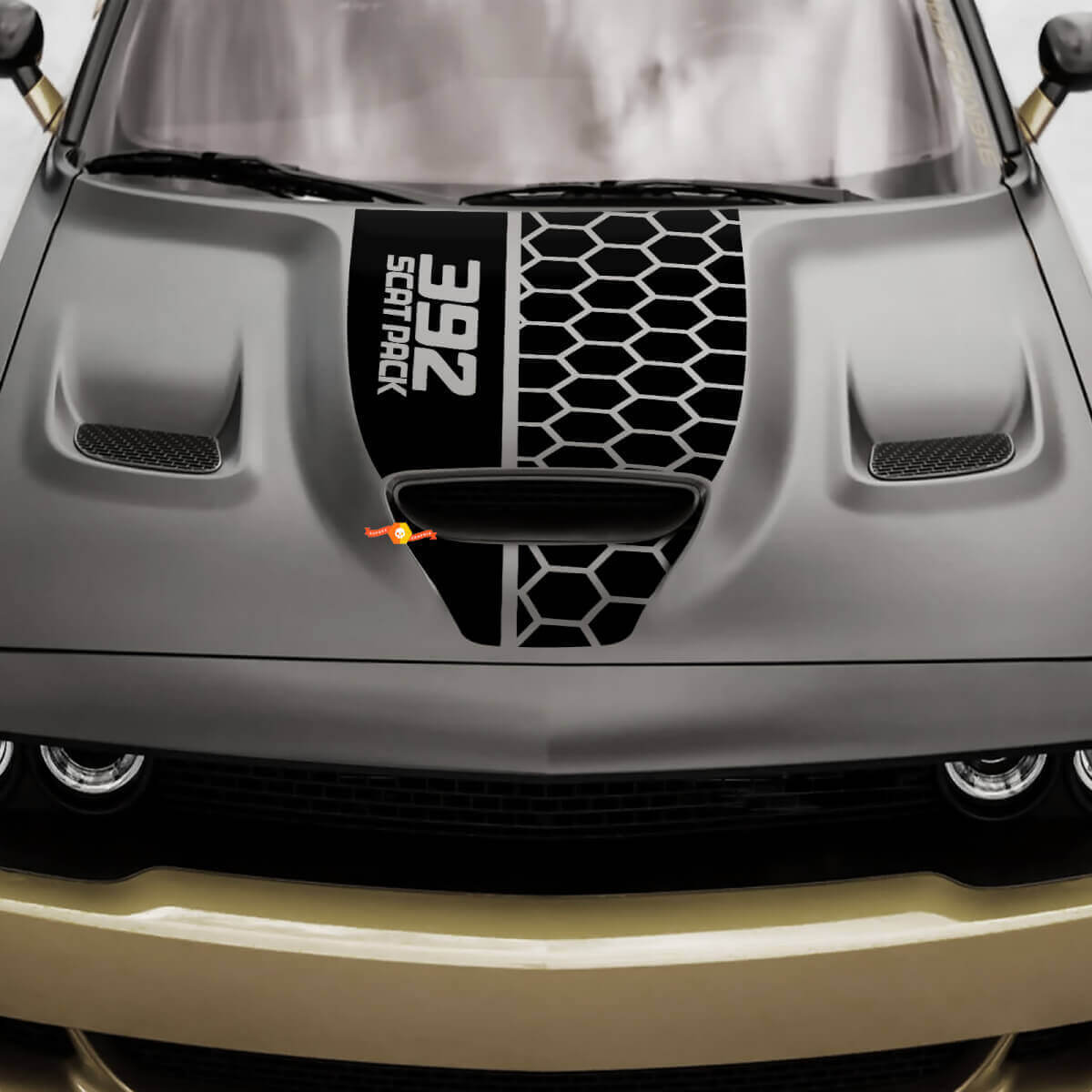 Calcomanía de vinilo en forma de panal de abeja 392 Scat Pack para capó de Dodge Challenger Charger