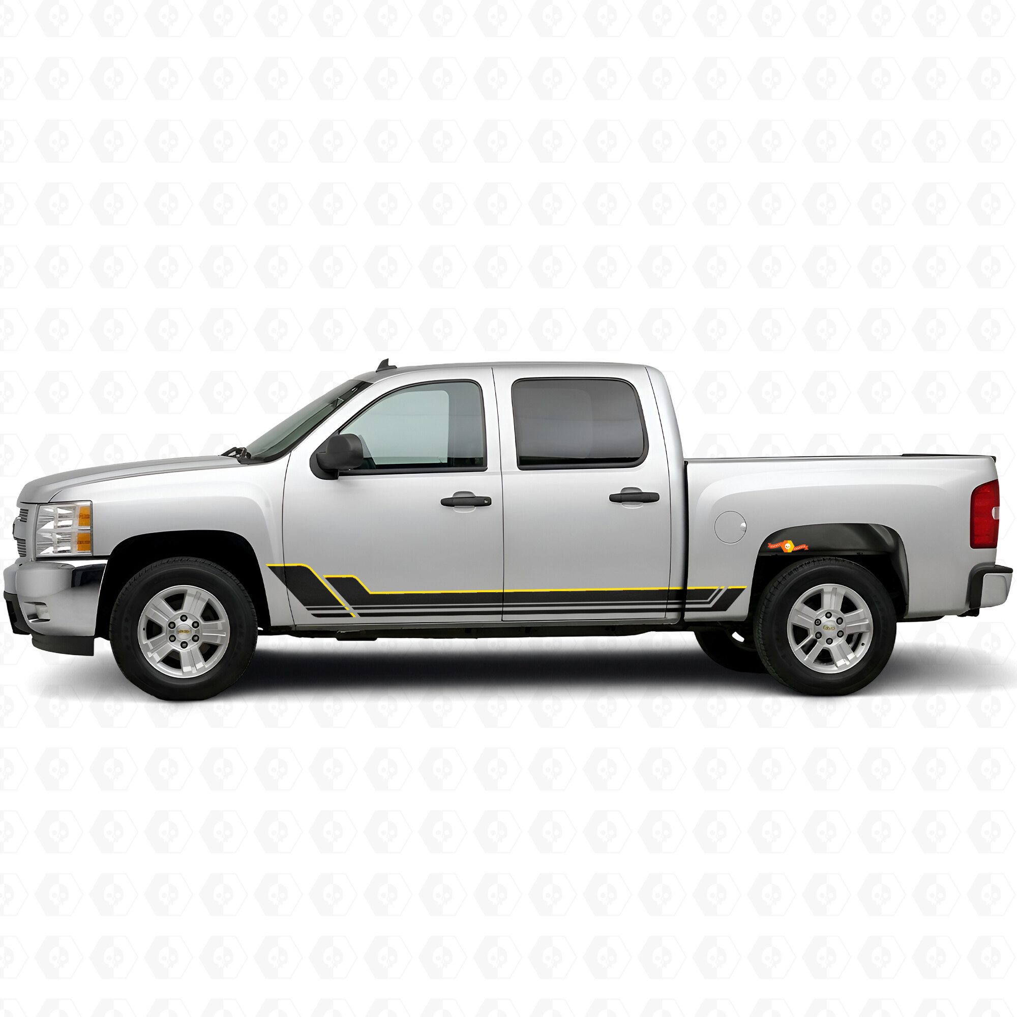 Tiras de vinilo de contorno angular para puertas y paneles de zócalo para Chevrolet Silverado 1500 GMT900 2007-2013