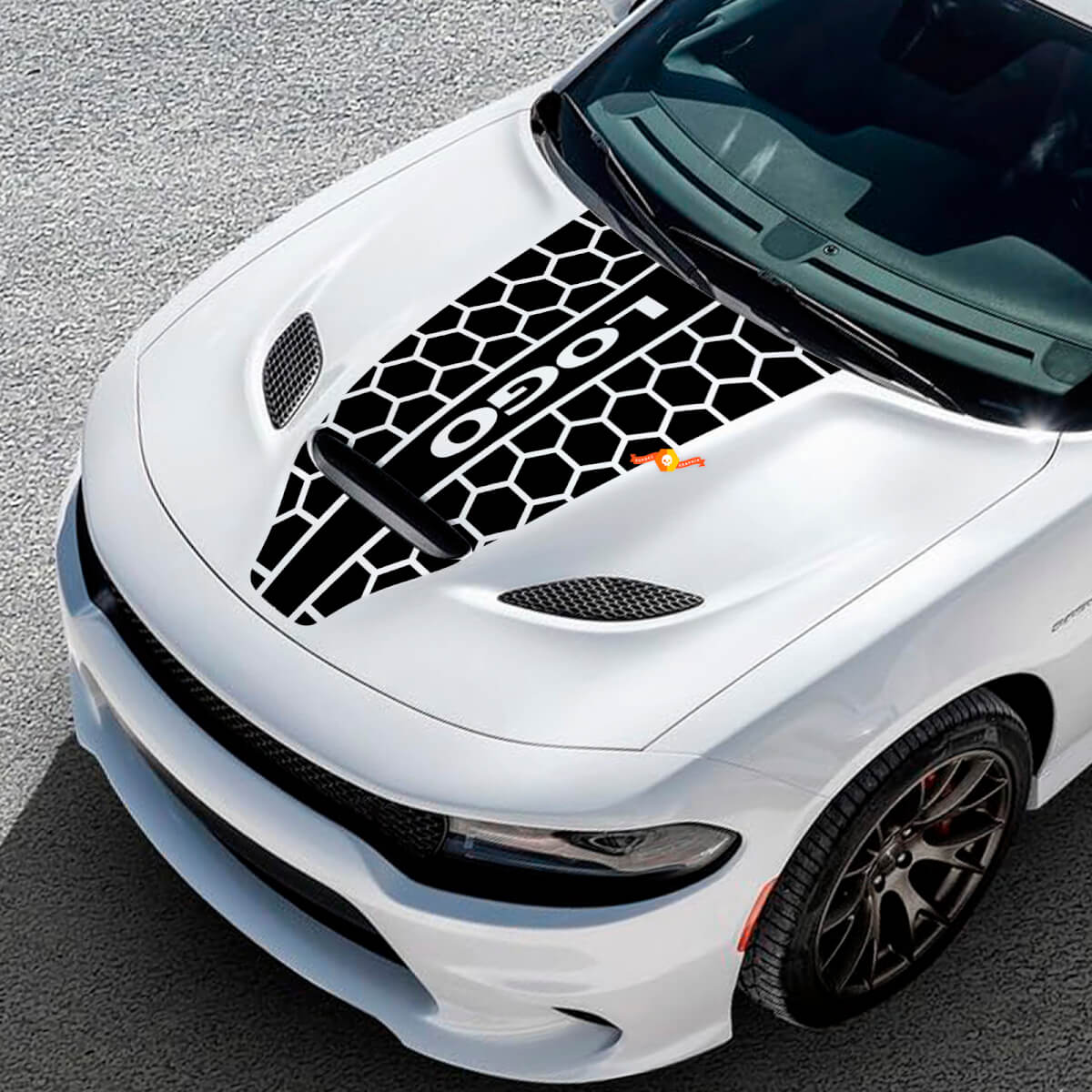 Vinilo adhesivo de rayas personalizadas estilo panal para capó para Dodge Challenger o Charger
