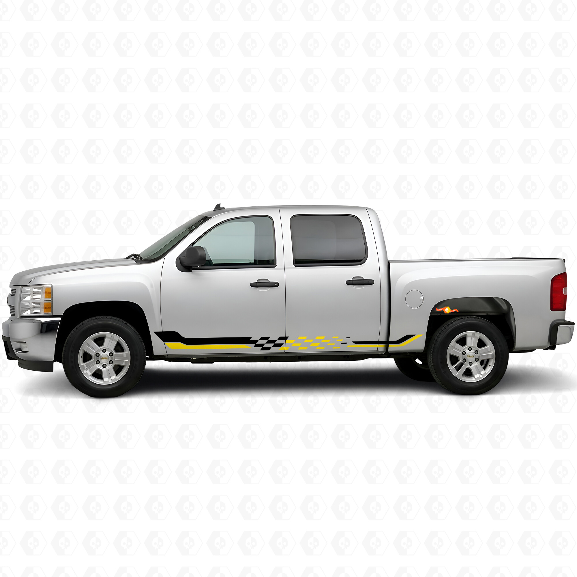 Rayas de Vinilo a Cuadros para Puerta y Panel Lateral para Chevrolet Silverado 1500 GMT900 2007-2013