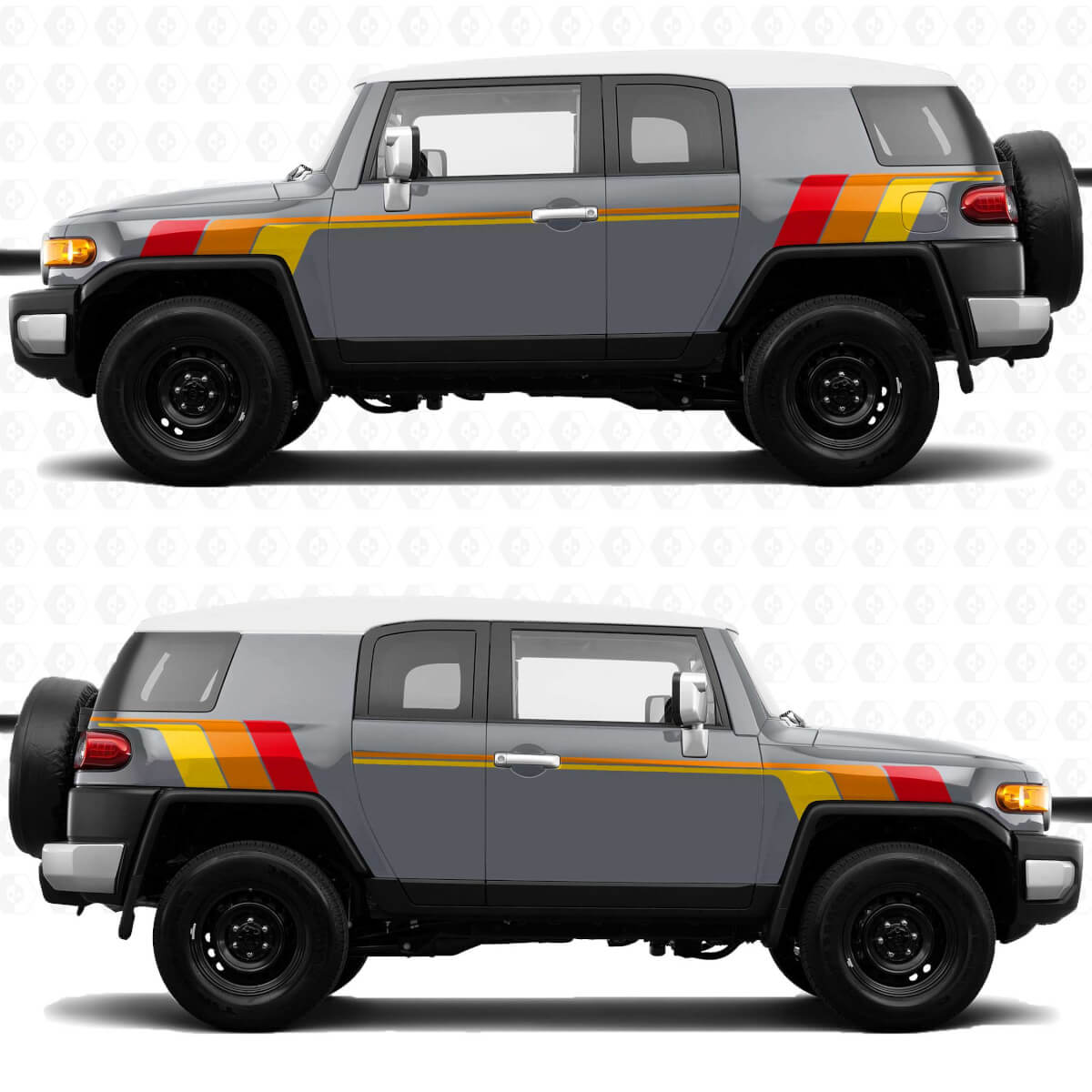 Vintage Retro Heritage Stripes calcomanías laterales pegatinas gráficos - apto para Toyota FJ Cruiser
