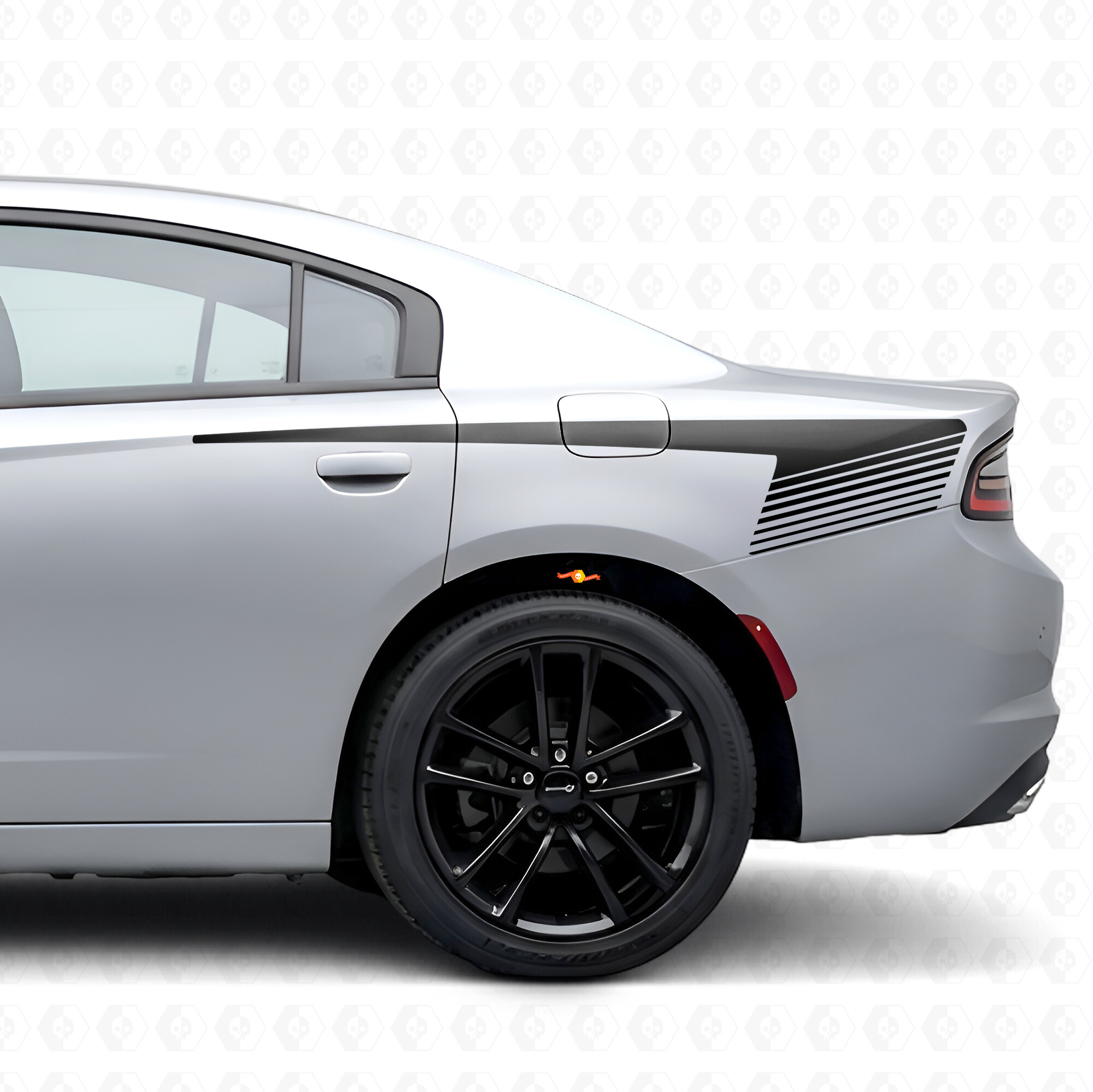 Pegatinas de vinilo con franjas estroboscópicas estilo hockey para la zona de la puerta de Dodge Charger 2015-2026